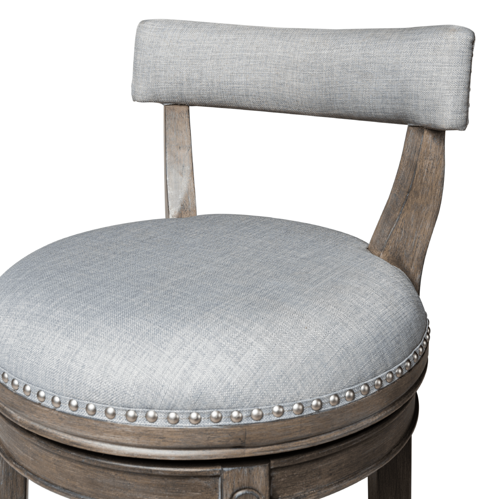 26" Alexander Counter Stool in Reclaimed Oak Finish with Ash Grey Fabric Upholstery in Stools by Maven Lane
