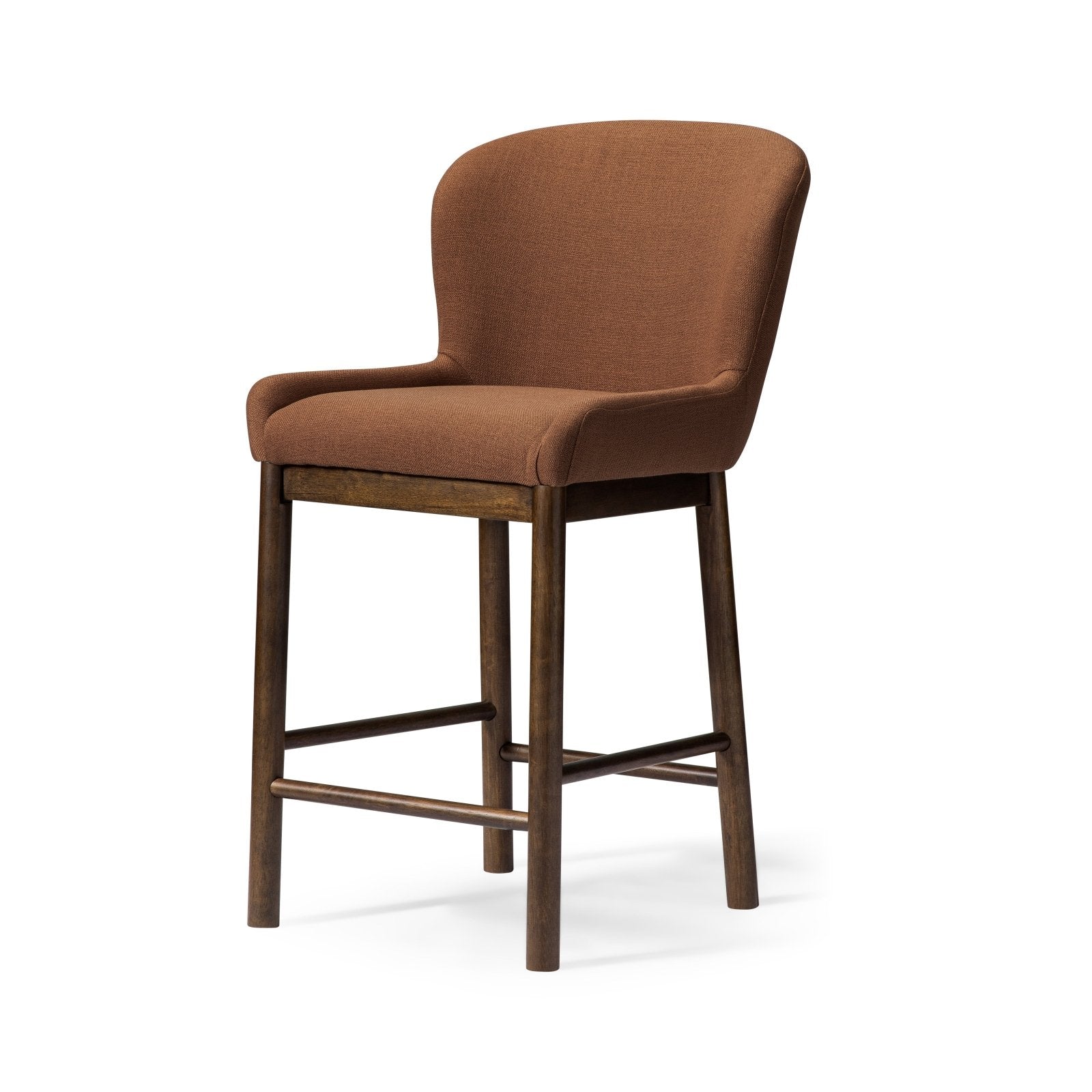 Gia Counter Stool in Brown Finish and Brown Fabric in Stools by Maven Lane