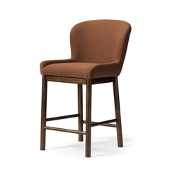 Gia Counter Stool in Brown Finish and Brown Fabric in Stools by Maven Lane