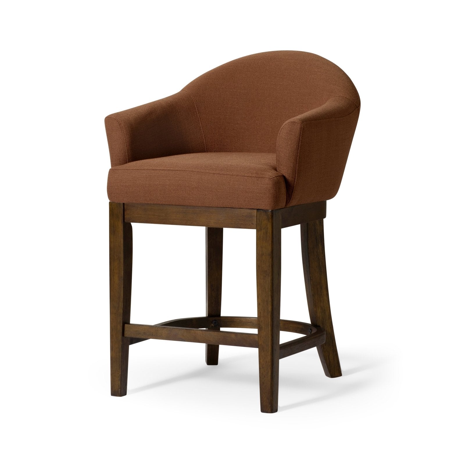 26" Isabella Swivel Counter Stool in Aged Brown Finish with Clay Canvas Fabric in Maven Lane by Maven Lane