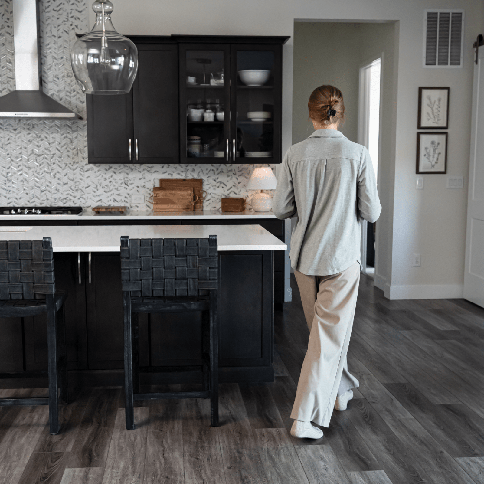 26" Noah Counter Stool in Aged Black Finish with Charcoal Black Vegan Leather in Stools by Maven Lane