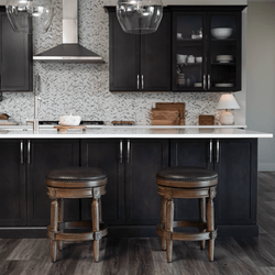 Pullman Backless Counter Stool in Brown Finish with Dark Brown Faux Leather in Stools by Maven Lane