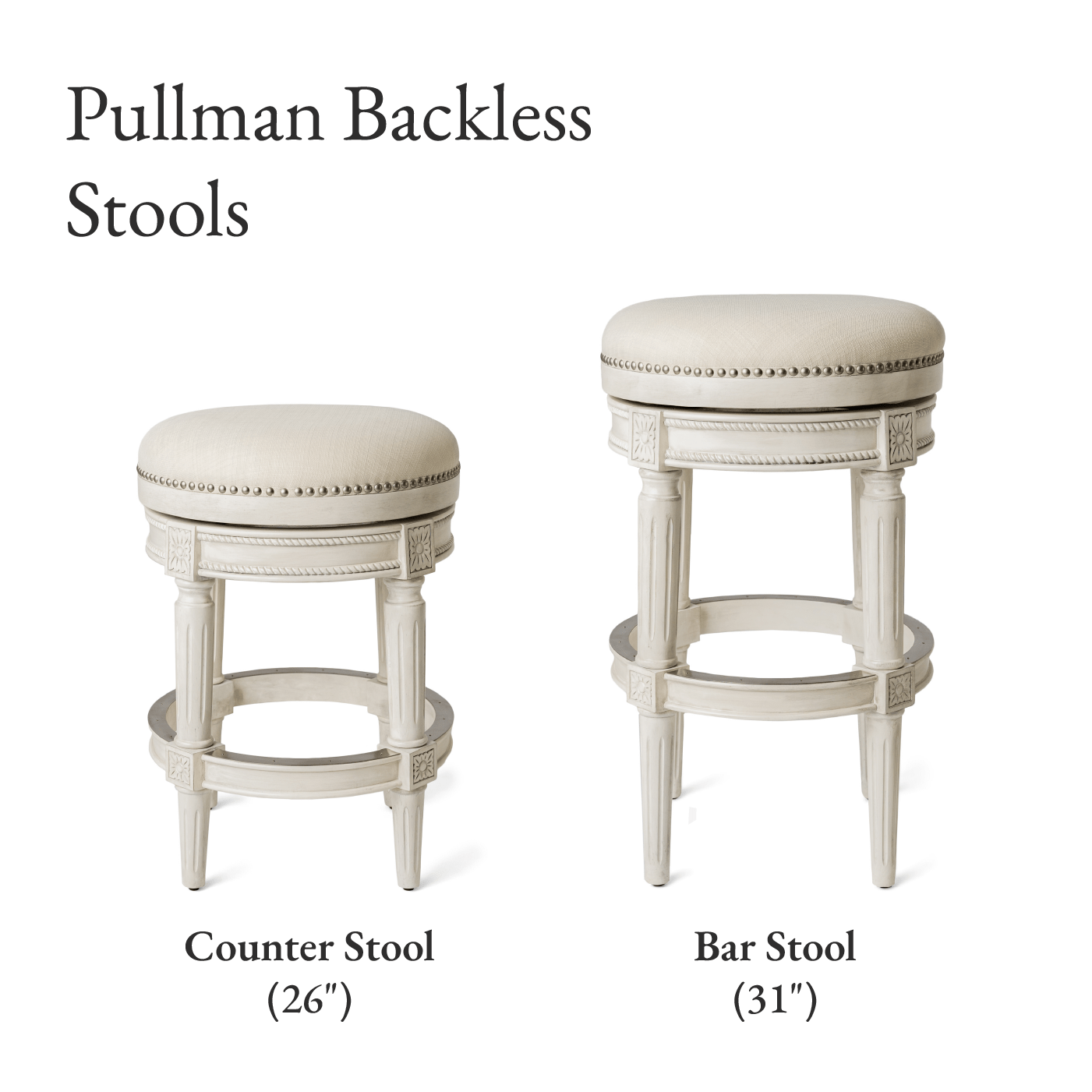 Pullman Backless Counter Stool in Cream Finish and Natural Fabric in Stools by Maven Lane