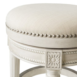Pullman Backless Counter Stool in Cream Finish and Natural Fabric in Stools by Maven Lane