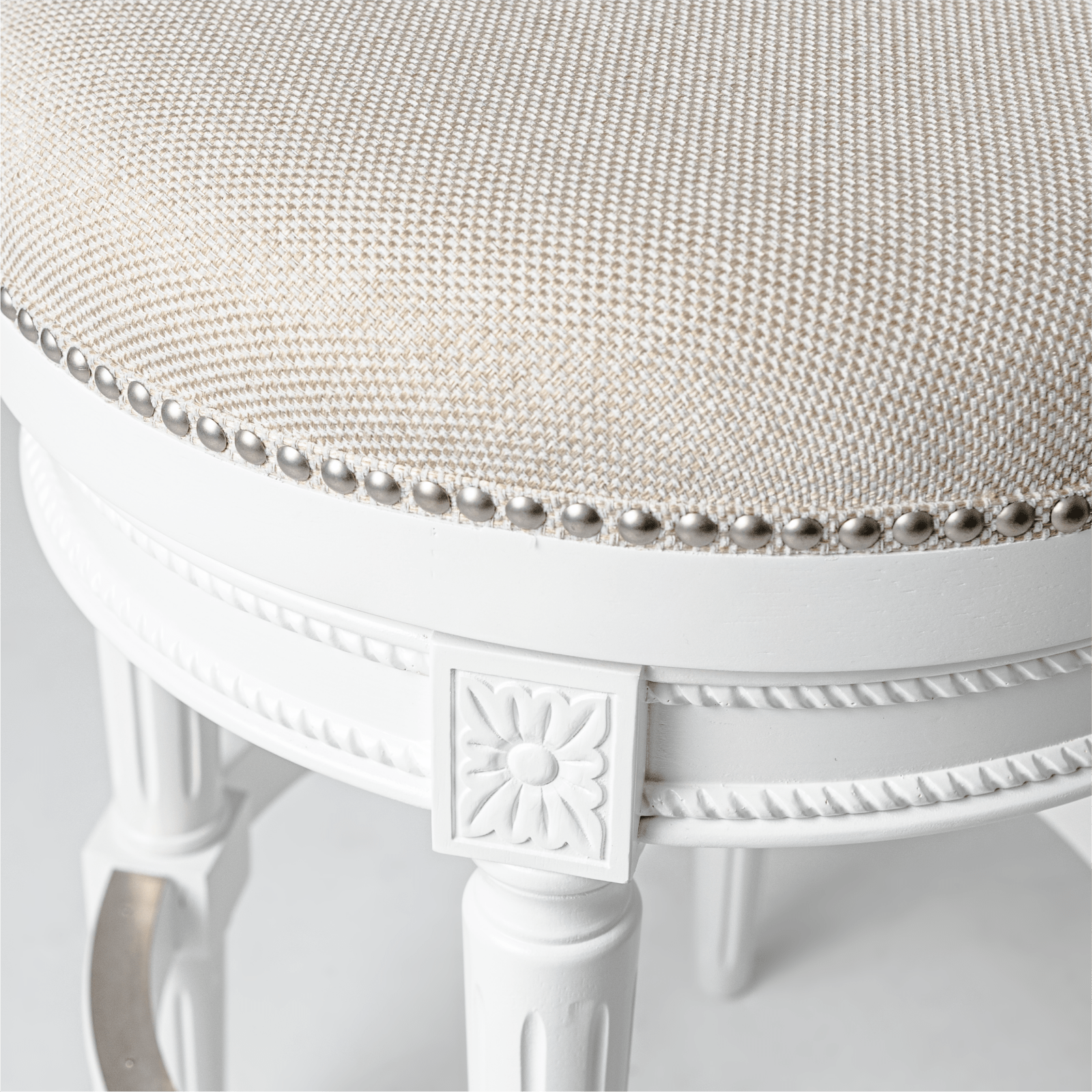 26" Pullman Counter Stool in Alabaster White Finish with Cream Fabric Upholstery in Stools by Maven Lane