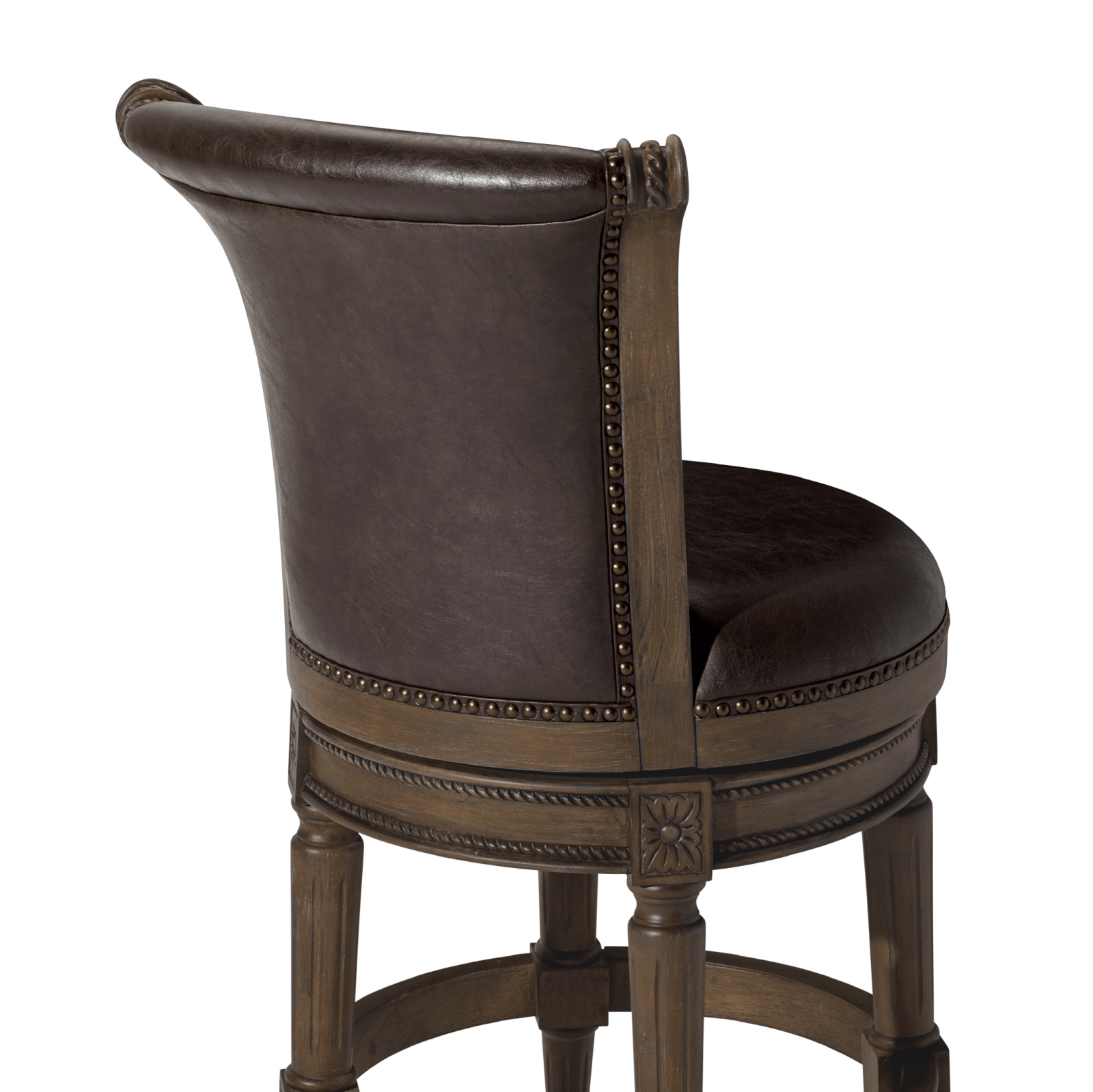 26" Pullman Counter Stool in Brown Finish with Brown Faux Leather (Set of 4) in Stools by Maven Lane