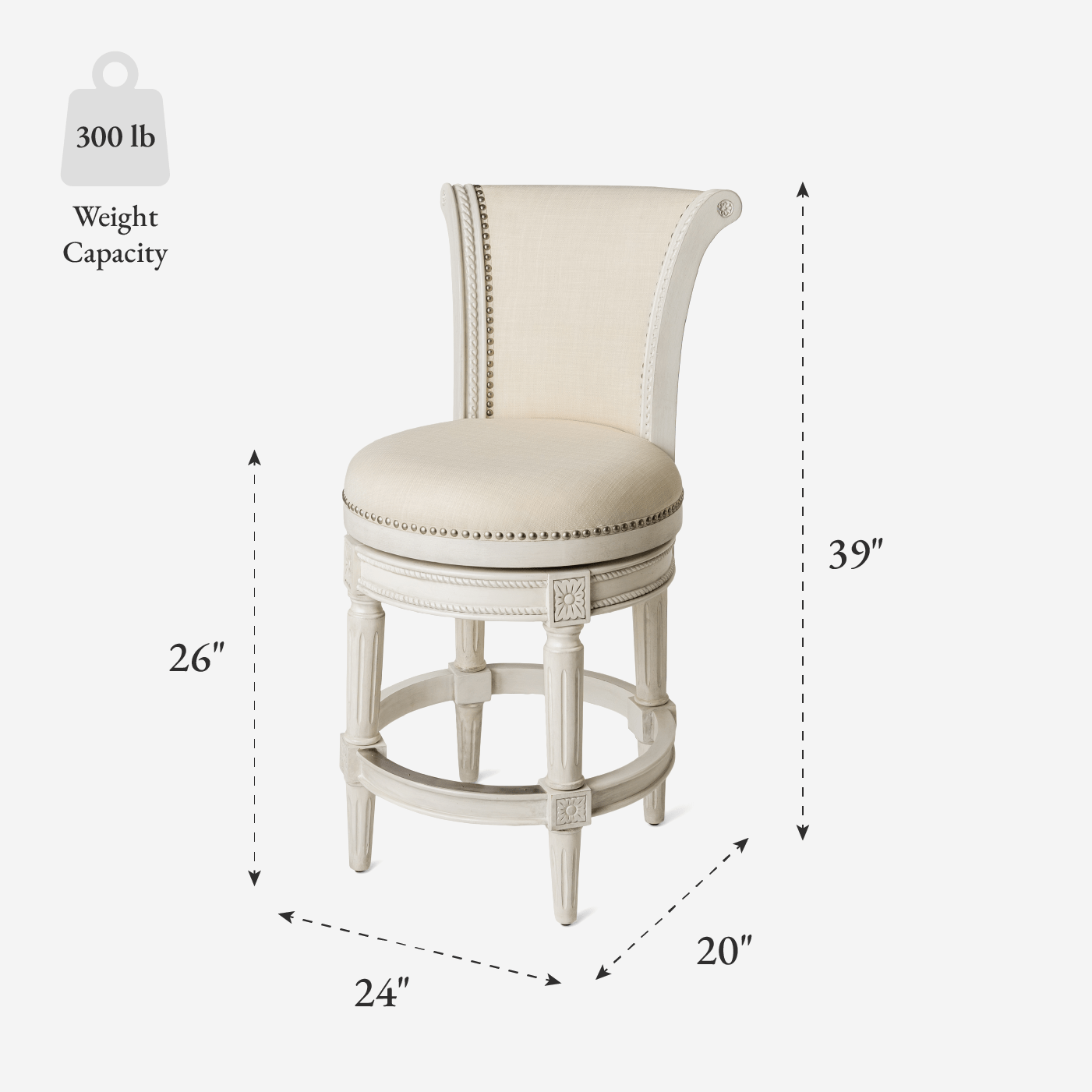 26" Pullman Counter Stool in White Oak Finish with Natural Fabric Upholstery in Stools by Maven Lane