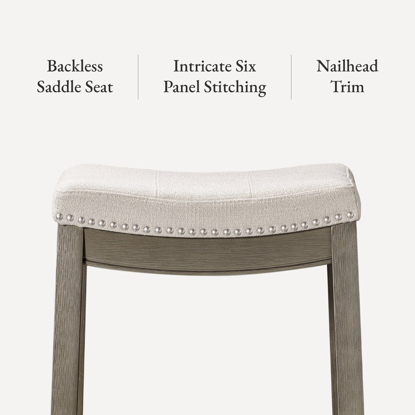 26" Sophia Backless Counter Stool in Aged Grey Finish with Dove Grey Fabric in Stools by Maven Lane
