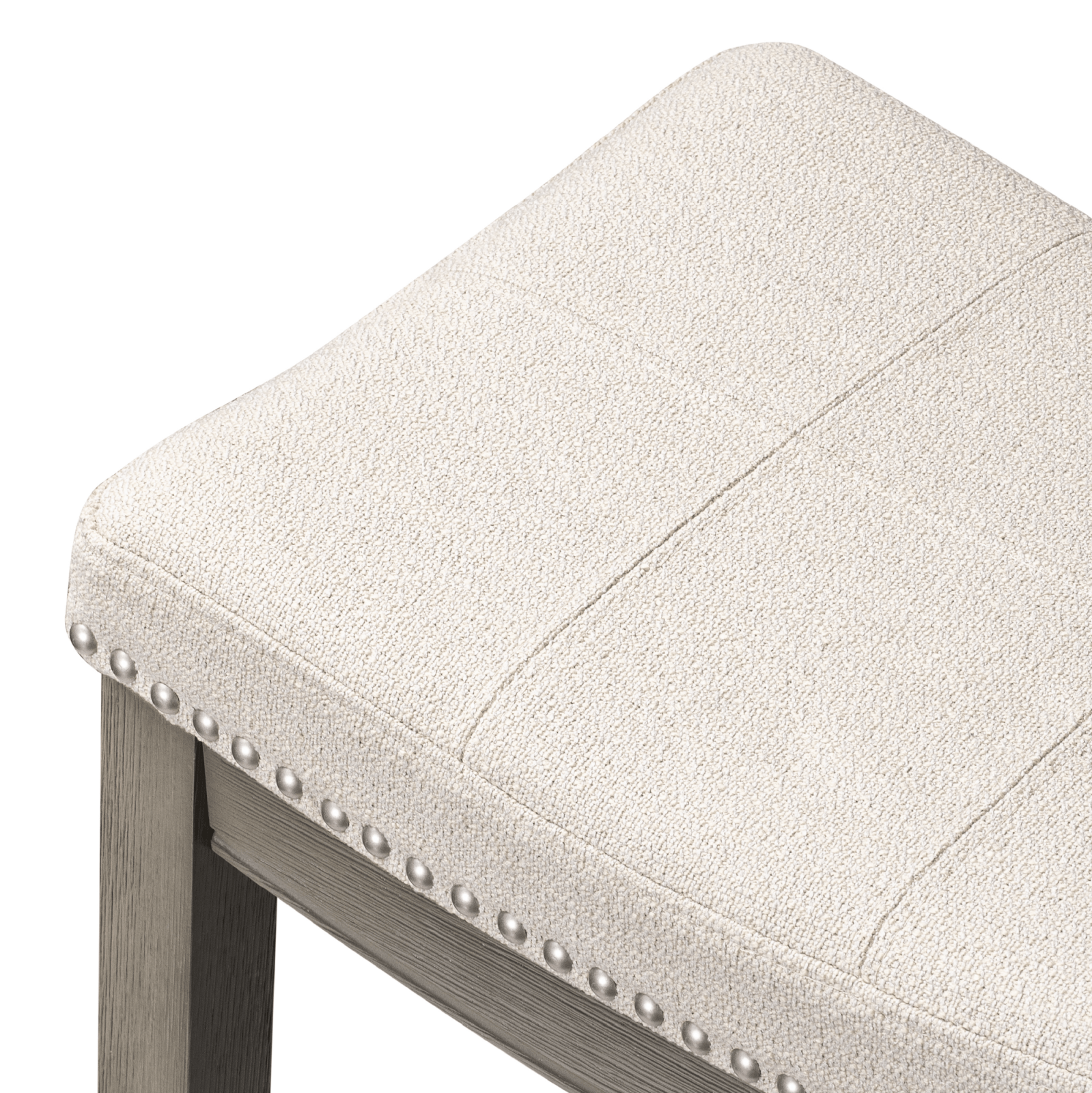 26" Sophia Backless Counter Stool in Aged Grey Finish with Dove Grey Fabric in Stools by Maven Lane