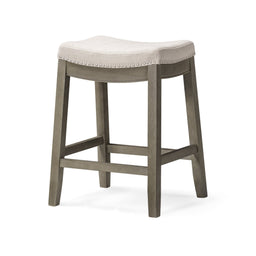 Sophia Counter Stool in Grey Finish and Grey Fabric Upholstery