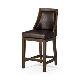 Vienna Swivel Counter Stool in Brown Finish with Brown Faux Leather