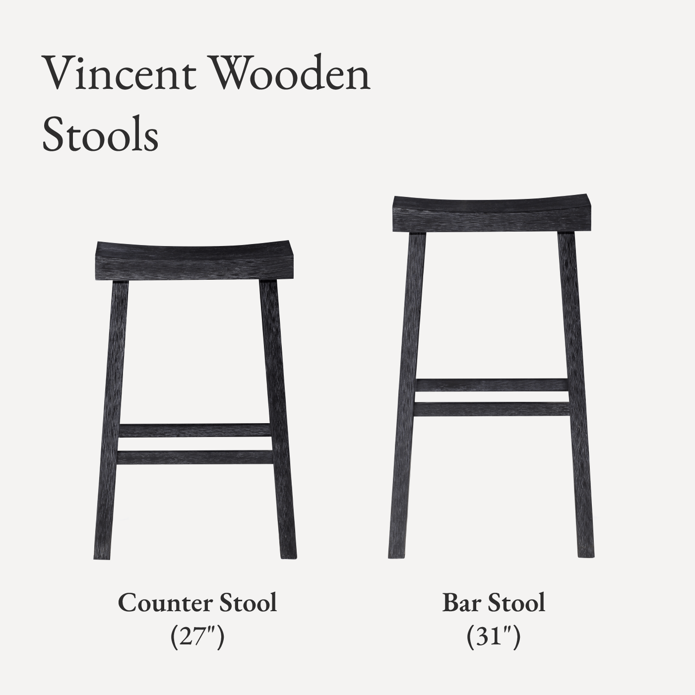27" Vincent Counter Stool in Antiqued Black Finish in Stools by Maven Lane