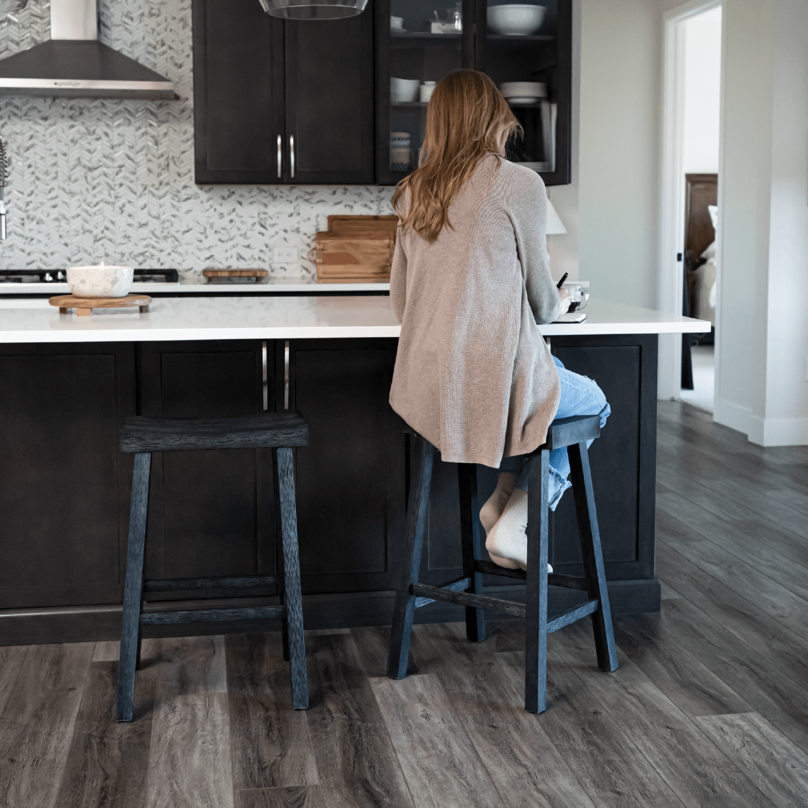 27" Vincent Counter Stool in Antiqued Black Finish in Stools by Maven Lane
