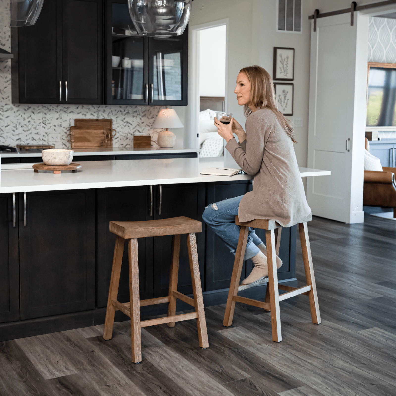 27" Vincent Counter Stool in Antiqued Natural Finish in Stools by Maven Lane