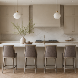 Vienna Swivel Counter Stool in Grey Finish with Grey Faux Leather in Stools by Maven Lane