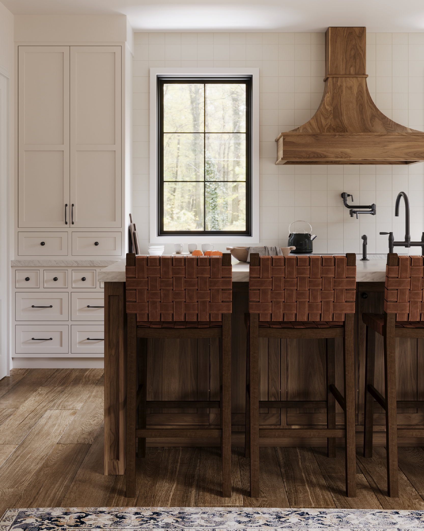 Noah Bar Stool In Aged Brown Finish With Cocoa Brown Vegan Leather in Stools by Maven Lane