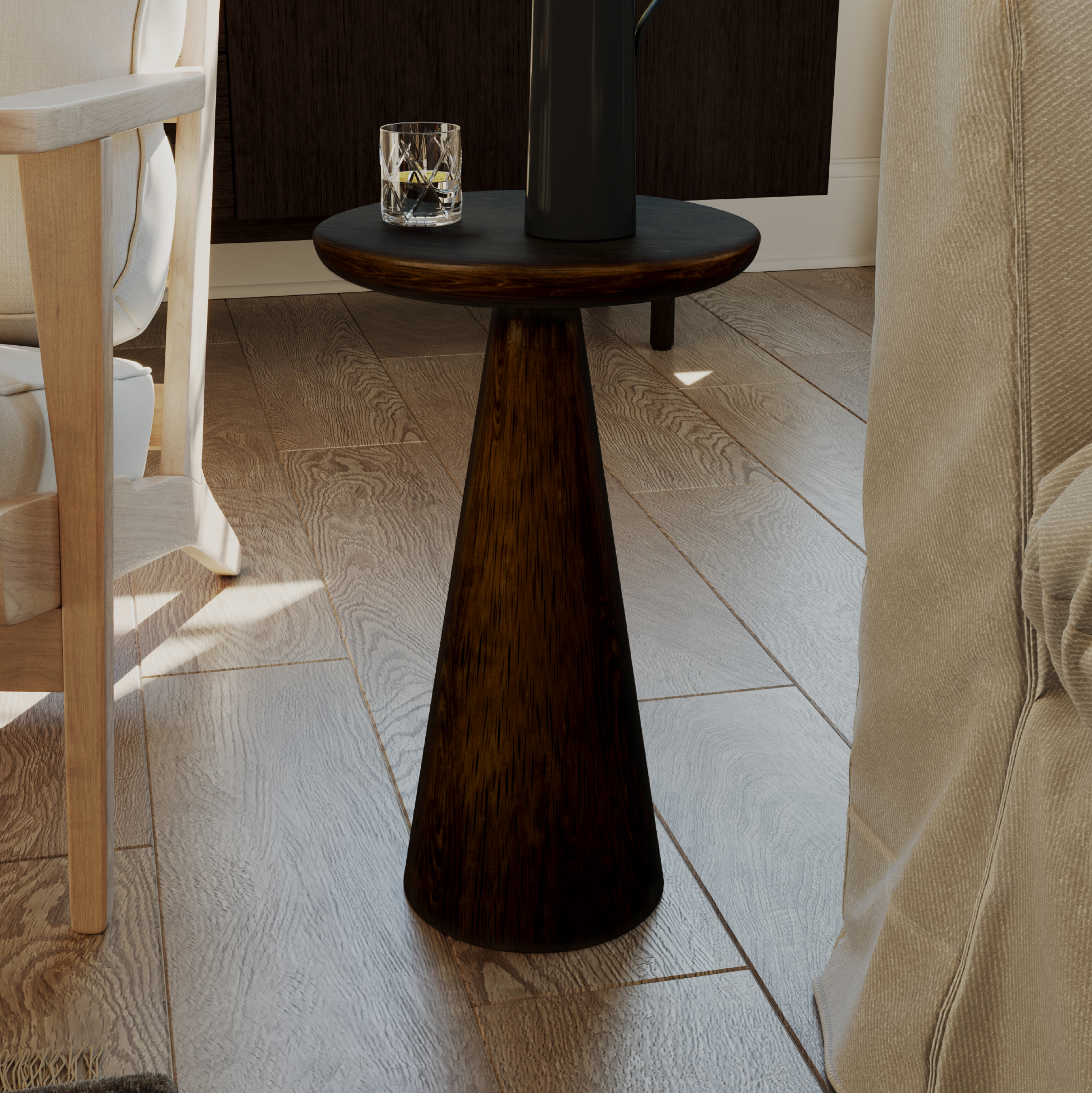 Owen Rustic Wooden Drink Table In Aged Brown in Accent Tables by Maven Lane