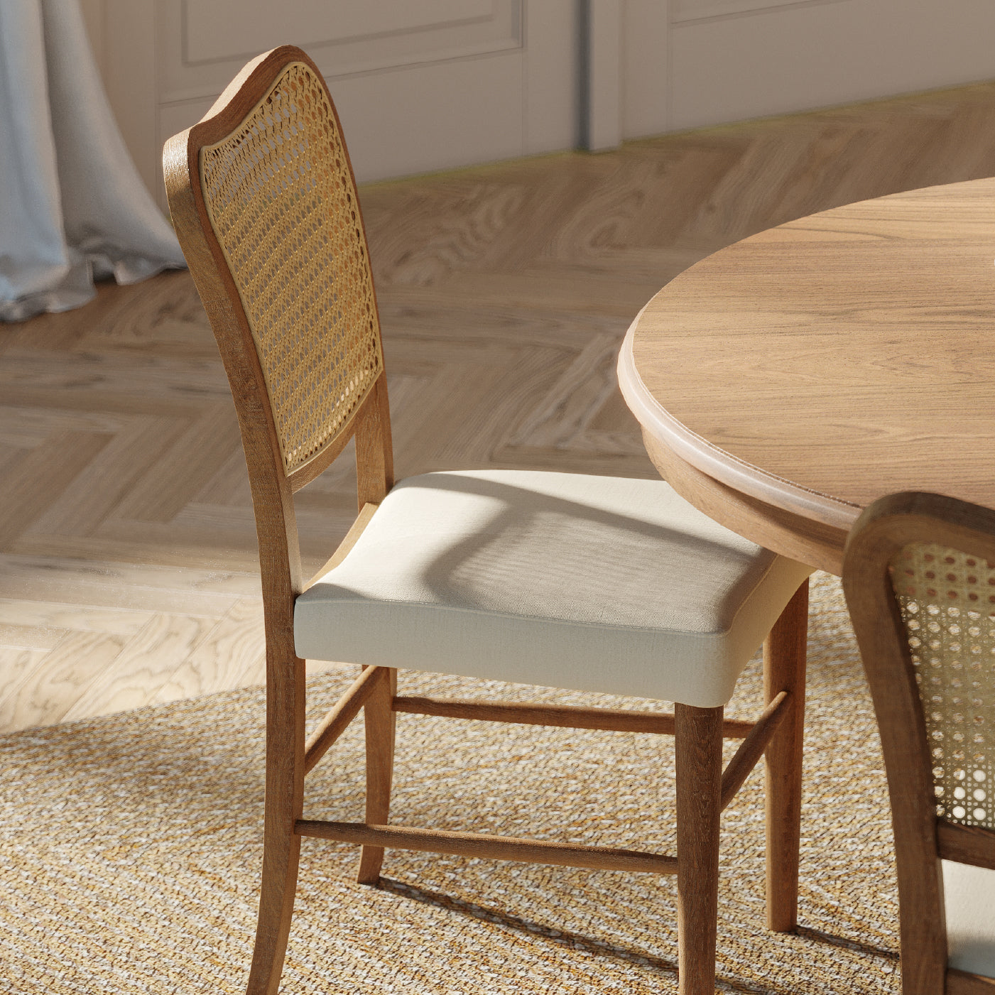 Vera Dining Chair in Natural Finish with Beige Linen Fabric, Set of 2 in Dining Chair by Maven Lane