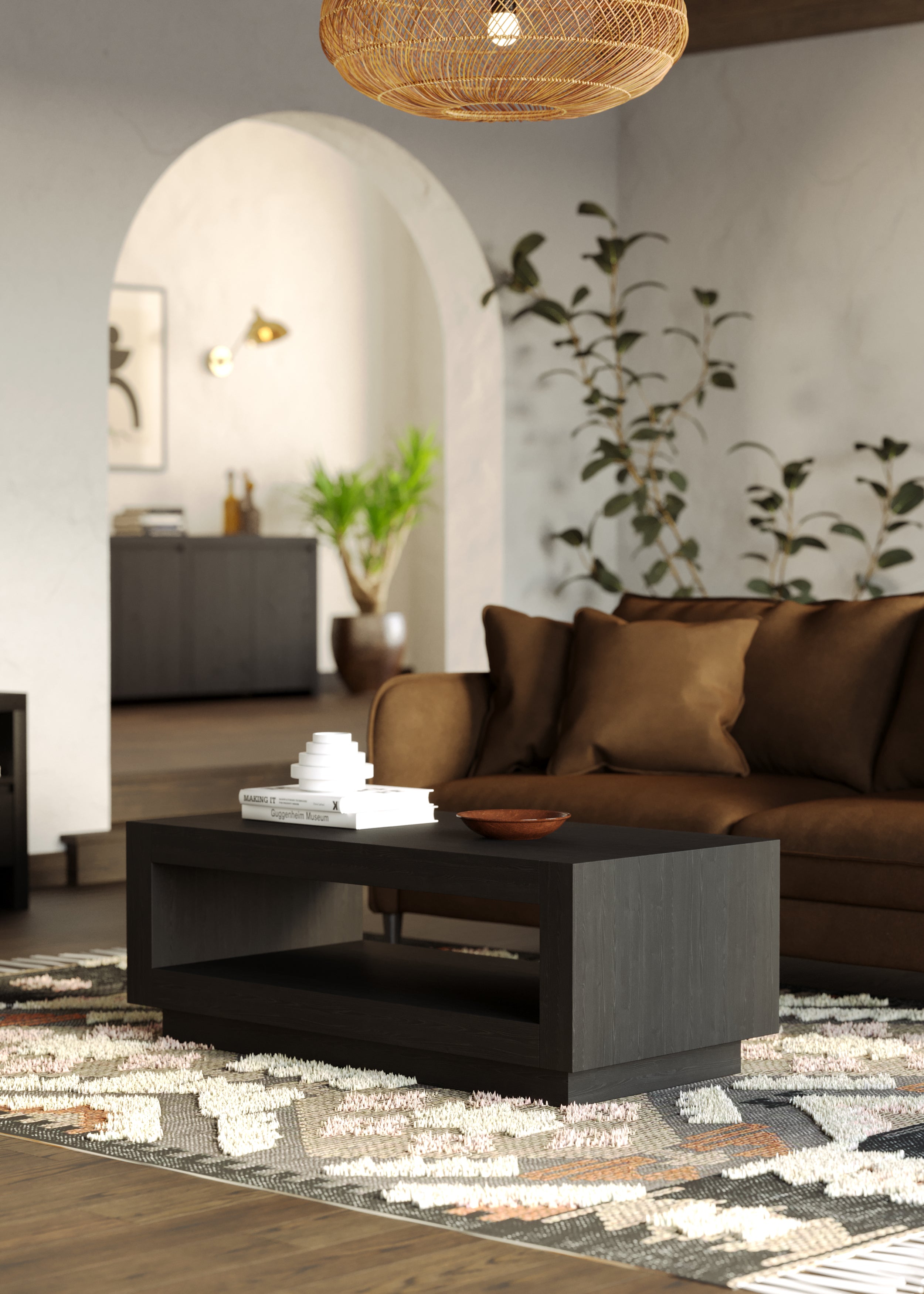 Artemis Contemporary Wooden Coffee Table in Refined Black Finish in Accent Tables by Maven Lane