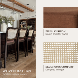 Vera Counter Stool in Brown Finish and Brown Fabric Upholstery in Stools by Maven Lane