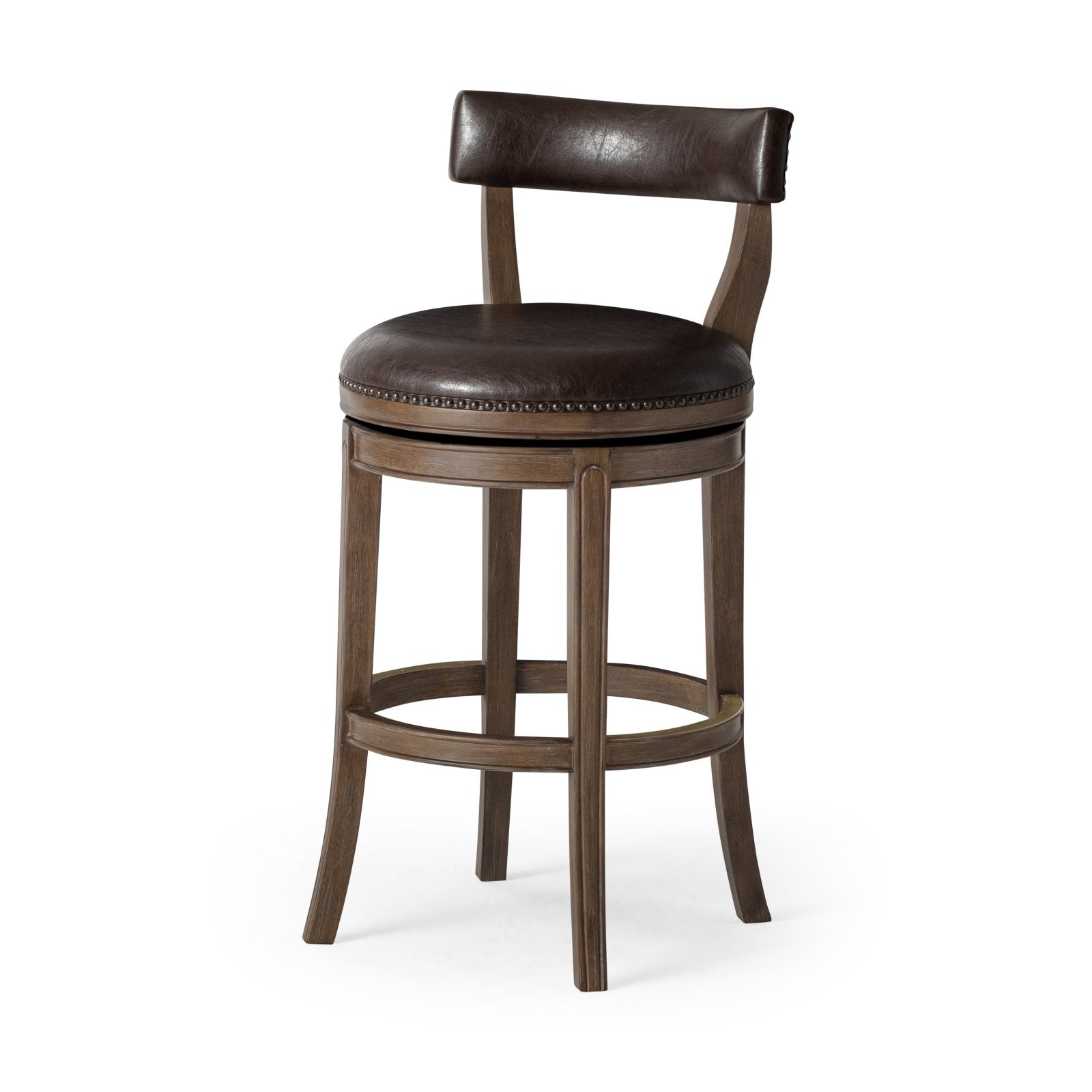 30" Alexander Bar Stool in Walnut Finish with Marksman Saddle Vegan Leather in Stools by Maven Lane