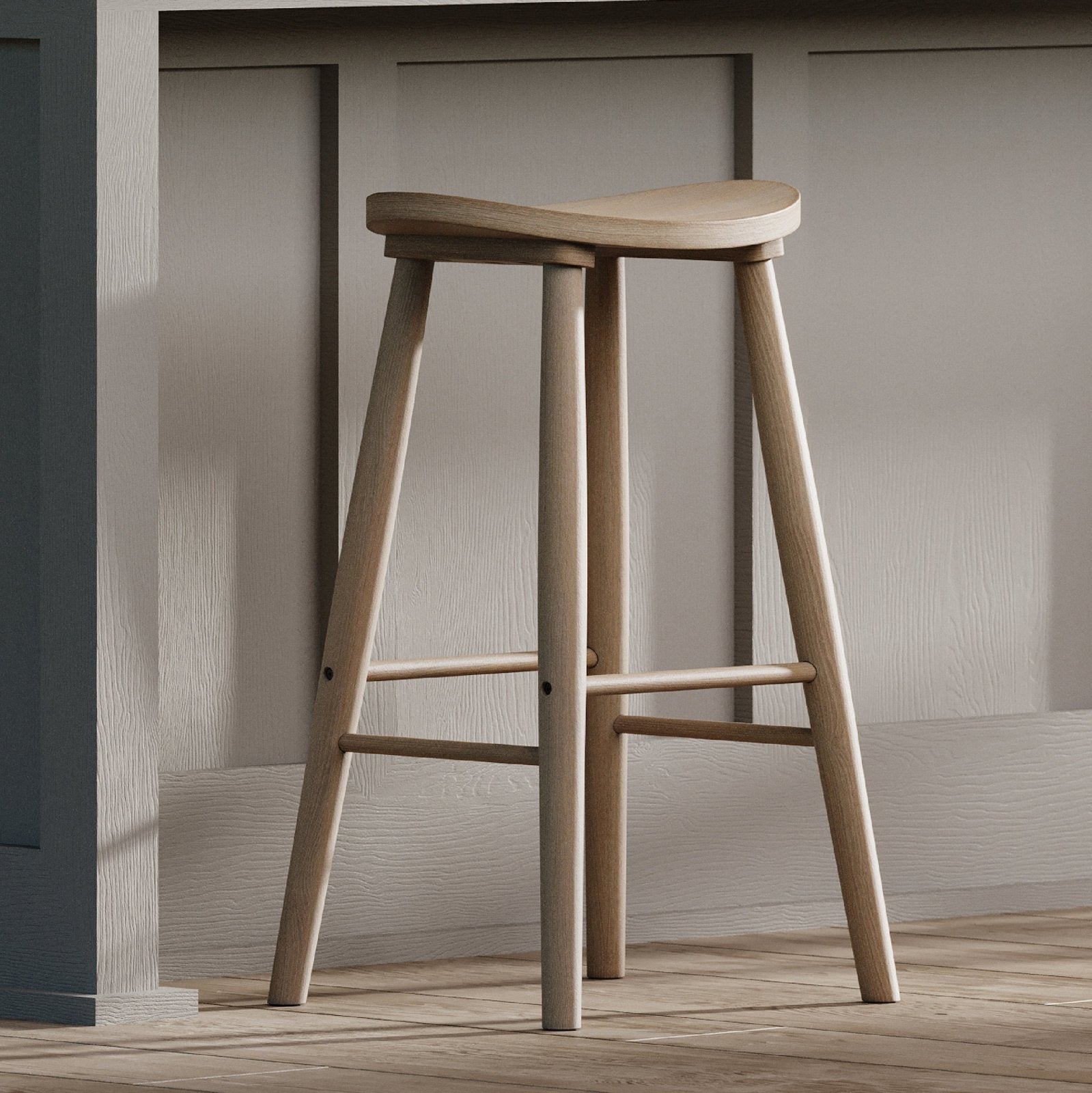 30" Luna Bar Stool in Oak Wood Finish in Stools by Maven Lane