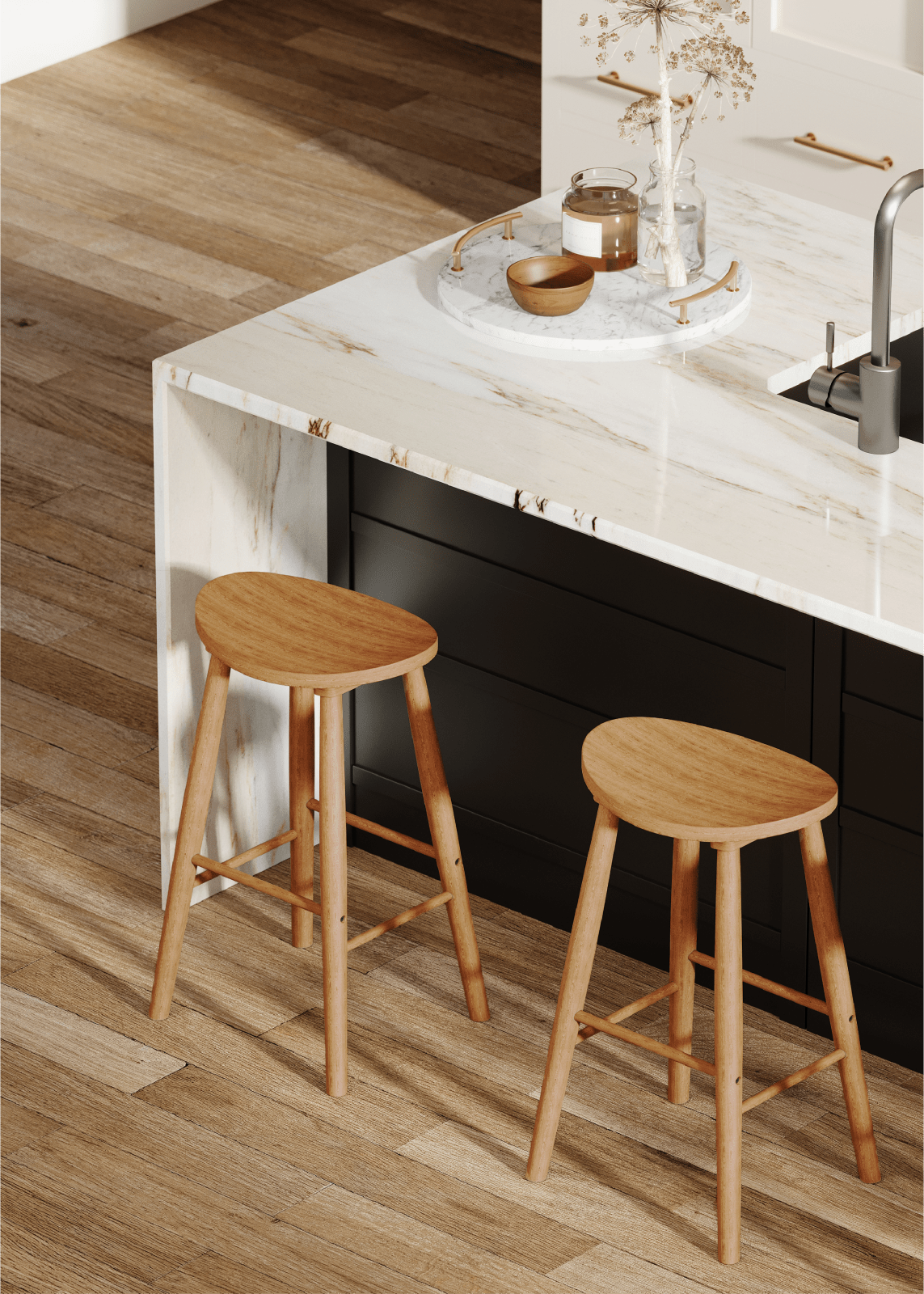 30" Luna Bar Stool in Rustic Natural Wood Finish in Stools by Maven Lane
