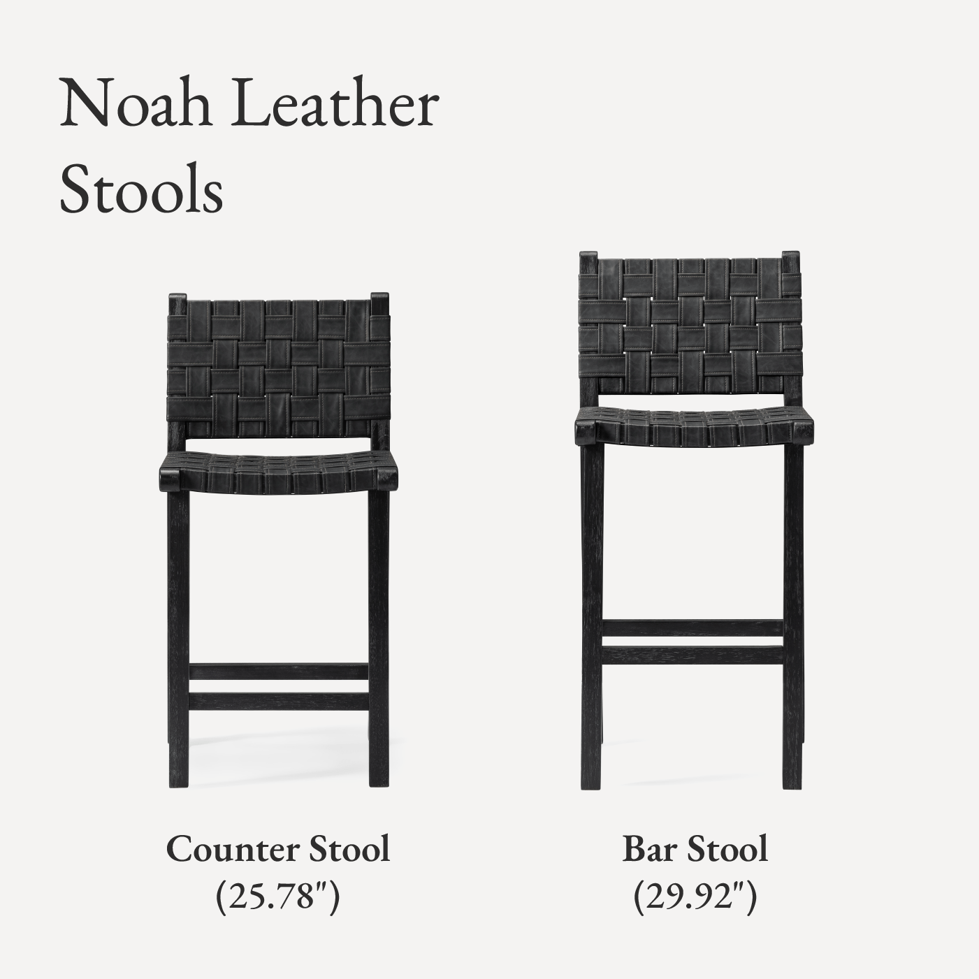 30" Noah Bar Stool in Aged Black Finish with Charcoal Black Vegan Leather in Stools by Maven Lane