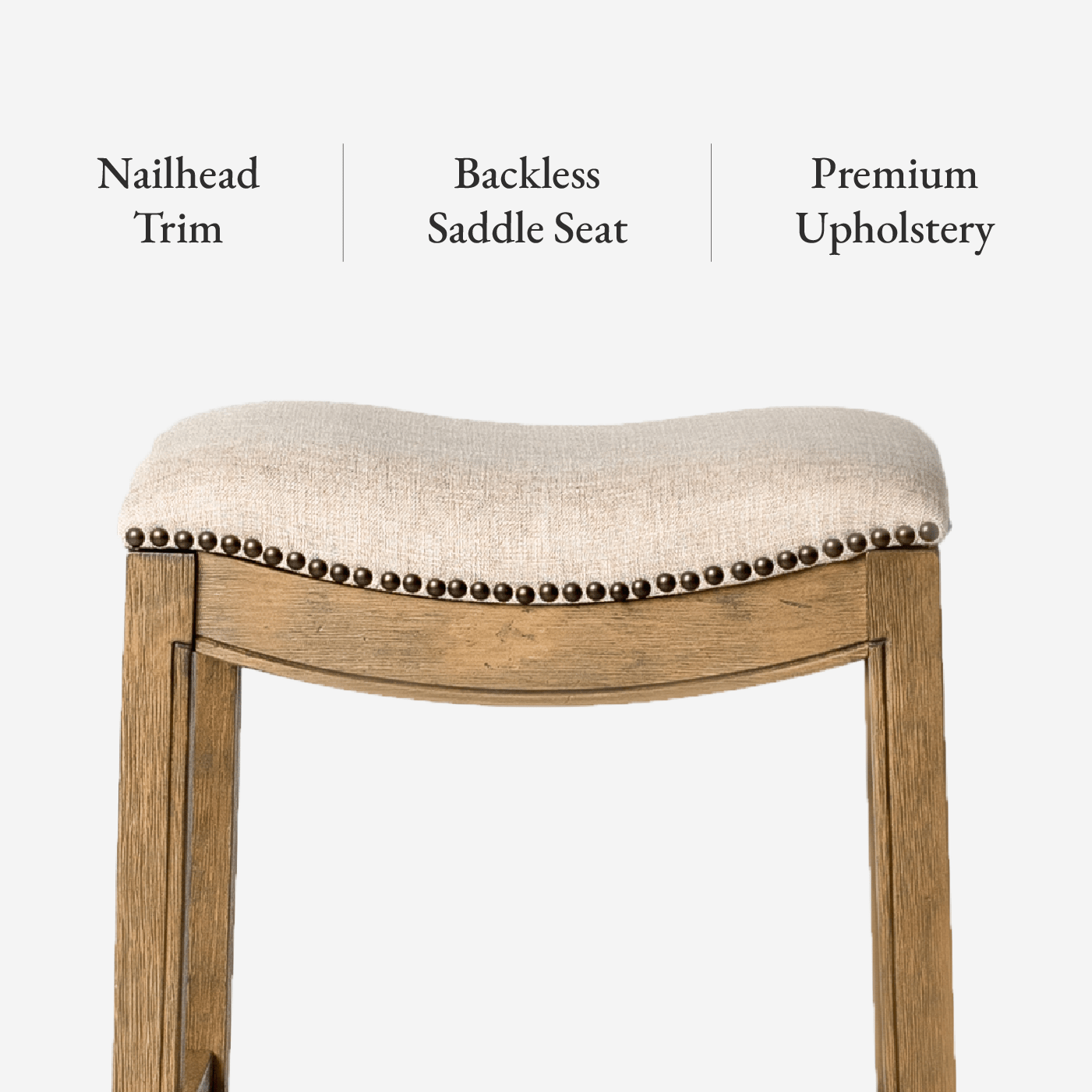 31" Adrien Saddle Bar Stool in Natural Wood Finish with Wheat Fabric Upholstery in Stools by Maven Lane
