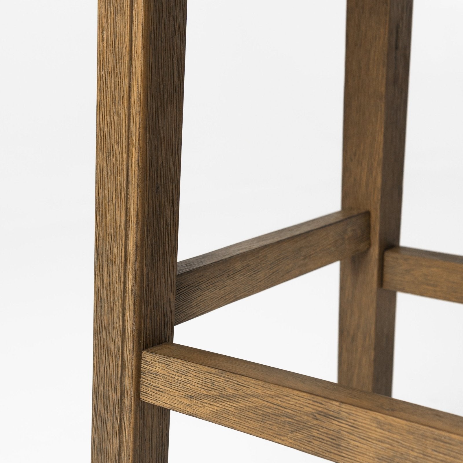 Adrien Saddle Bar Stool in Light Brown Finish and Natural Fabric in Stools by Maven Lane