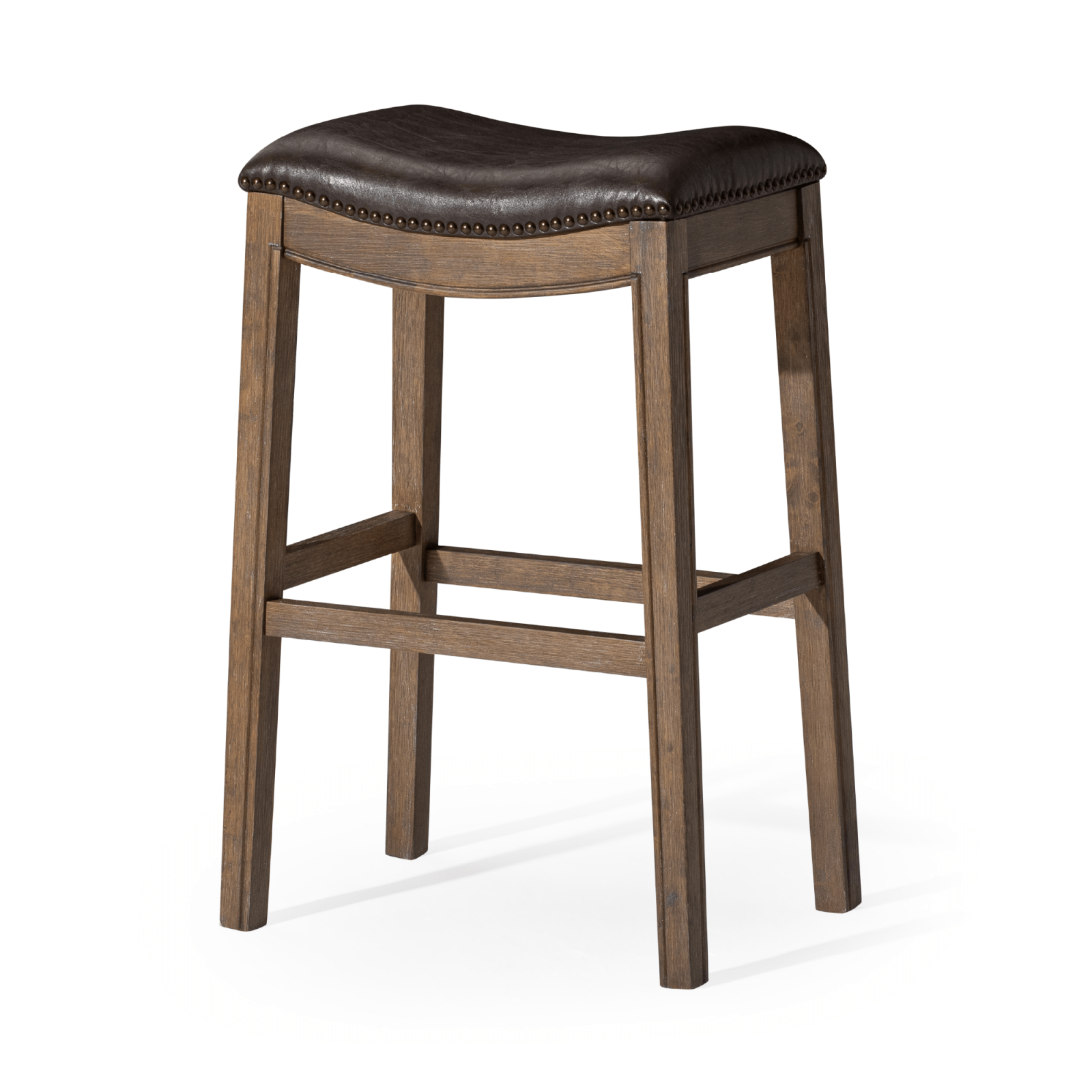 31" Adrien Saddle Bar Stool in Walnut Finish with Marksman Saddle Vegan Leather in Stools by Maven Lane