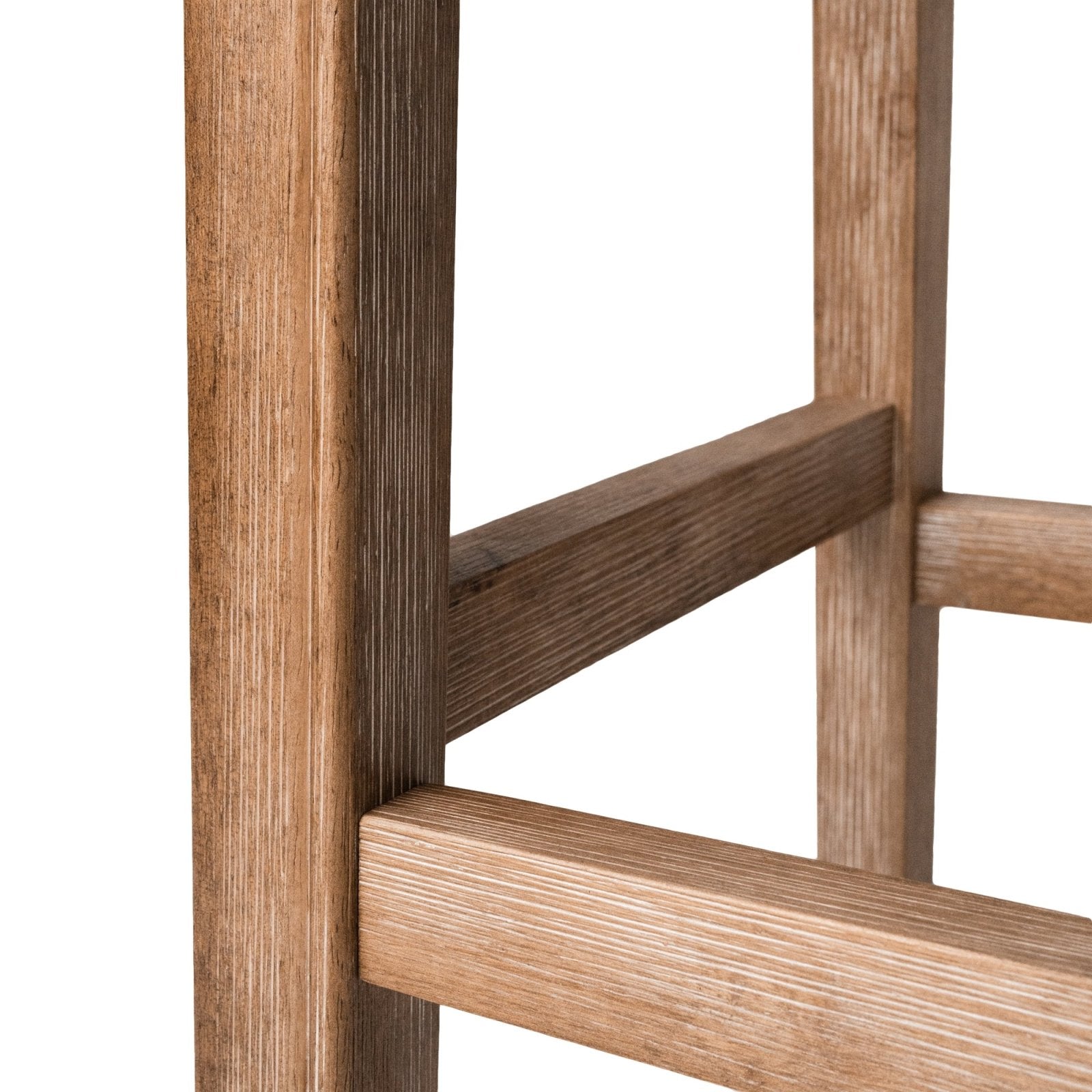 Adrien Saddle Bar Stool in Natural Finish with Light Grey Fabric in Stools by Maven Lane