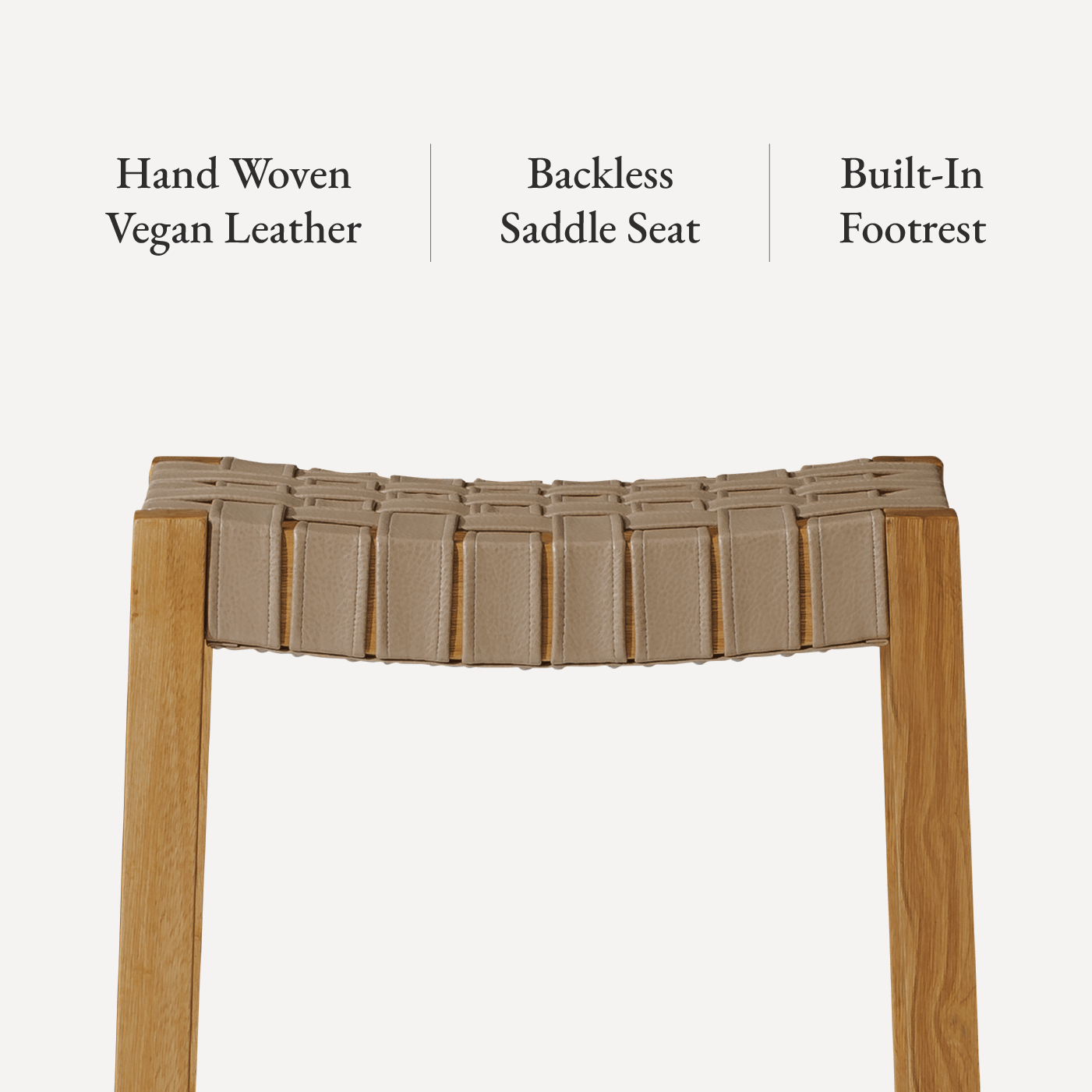 26" Emerson Counter Stool in Weathered Natural Wood Finish with Avanti Bone Vegan Leather in Stools by Maven Lane