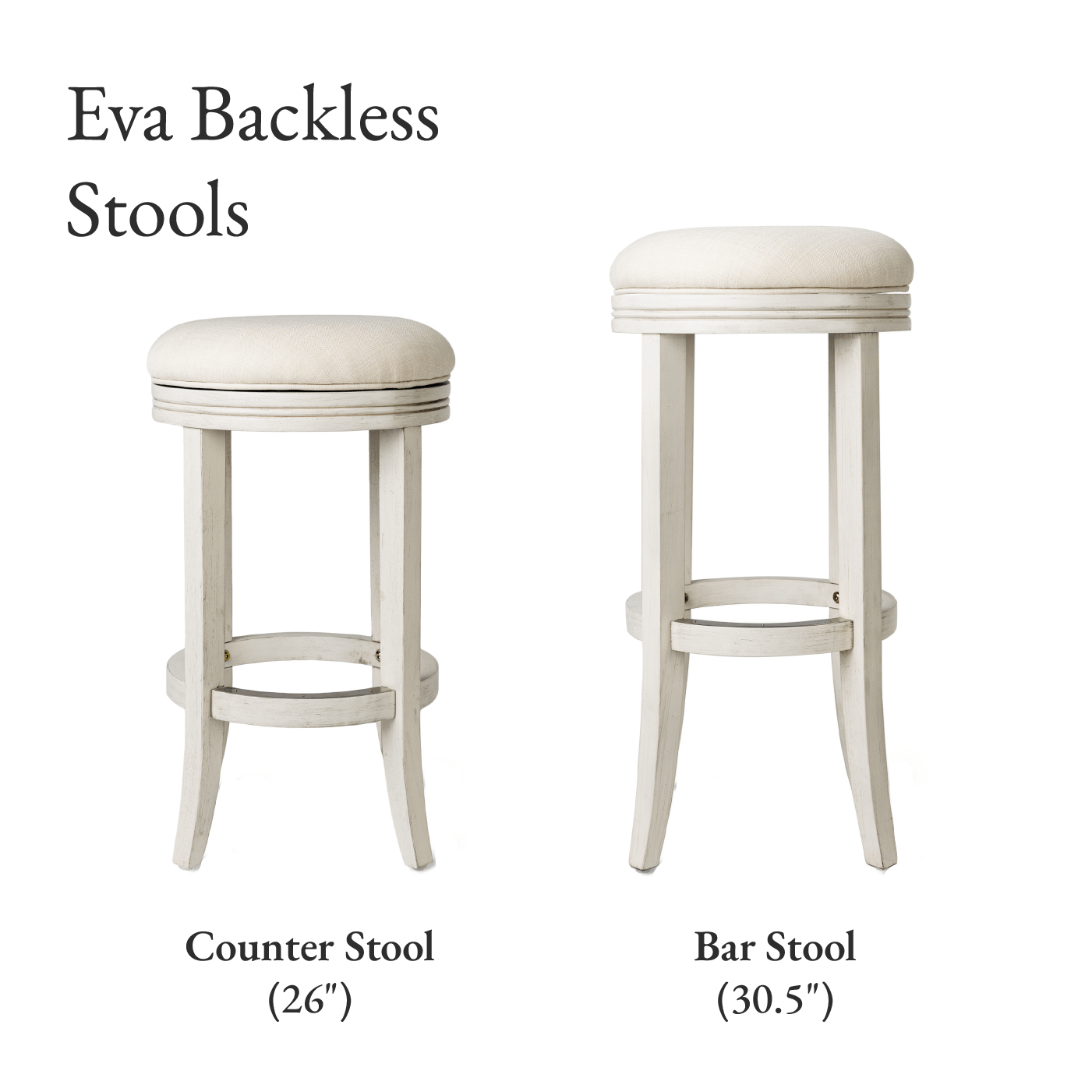 31" Eva Bar Stool with Cream Finish and Natural Fabric in Stools by Maven Lane