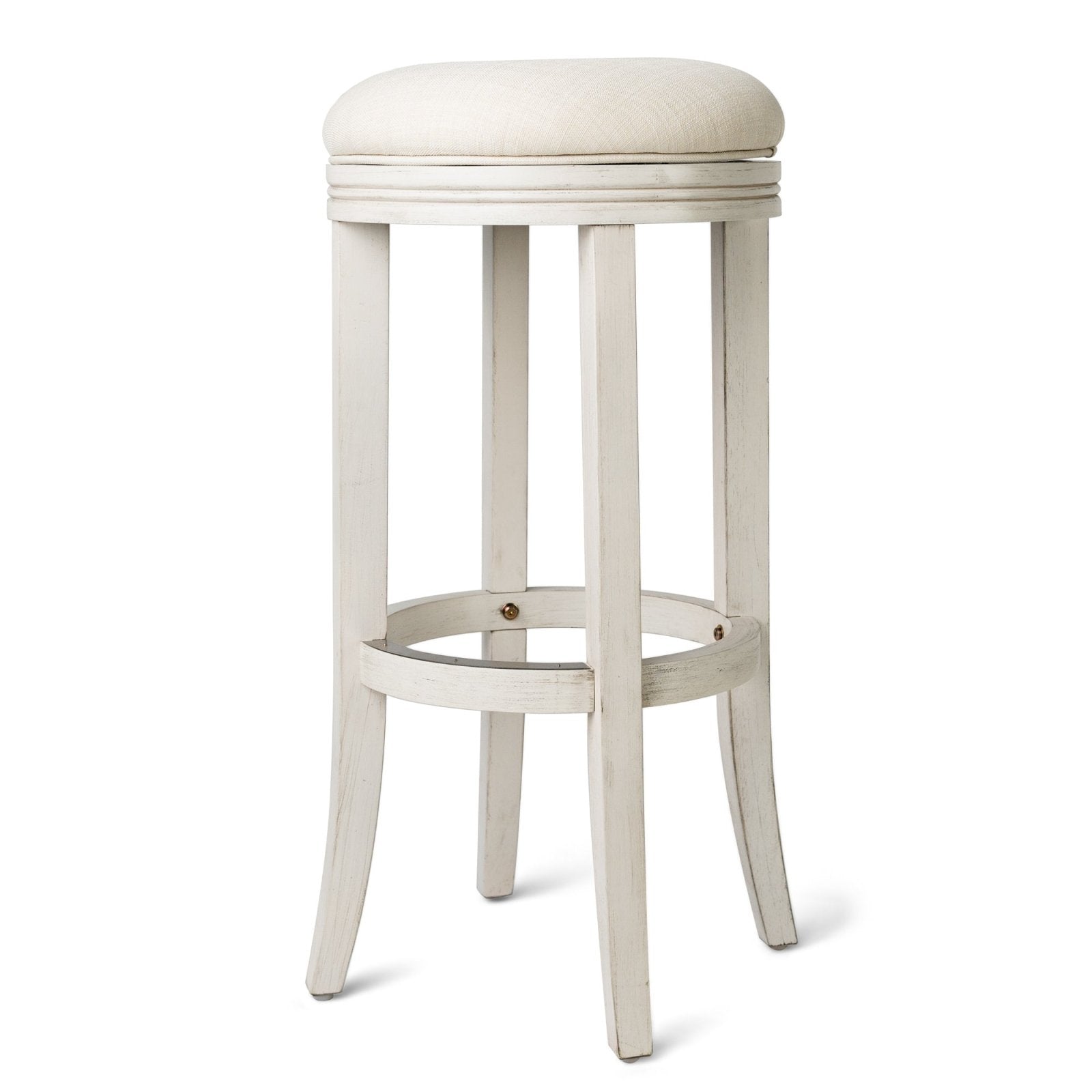31" Eva Bar Stool in White Oak Finish with Natural Fabric Upholstery in Stools by Maven Lane