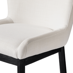 Gia Bar Stool in Black Finish and White Fabric in Stools by Maven Lane