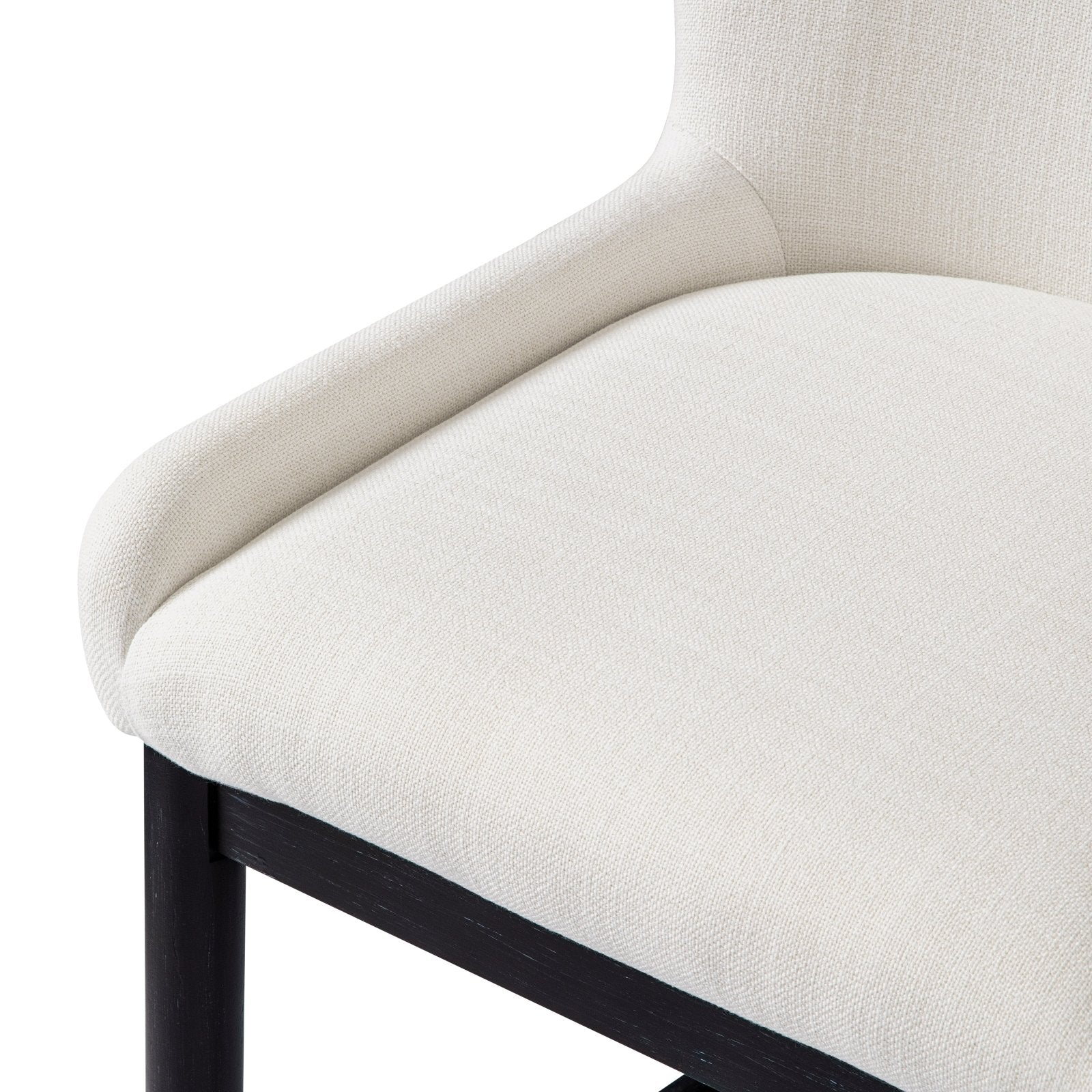 31" Gia Bar Stool in Aged Black Finish with Dove Weave Fabric in Stools by Maven Lane