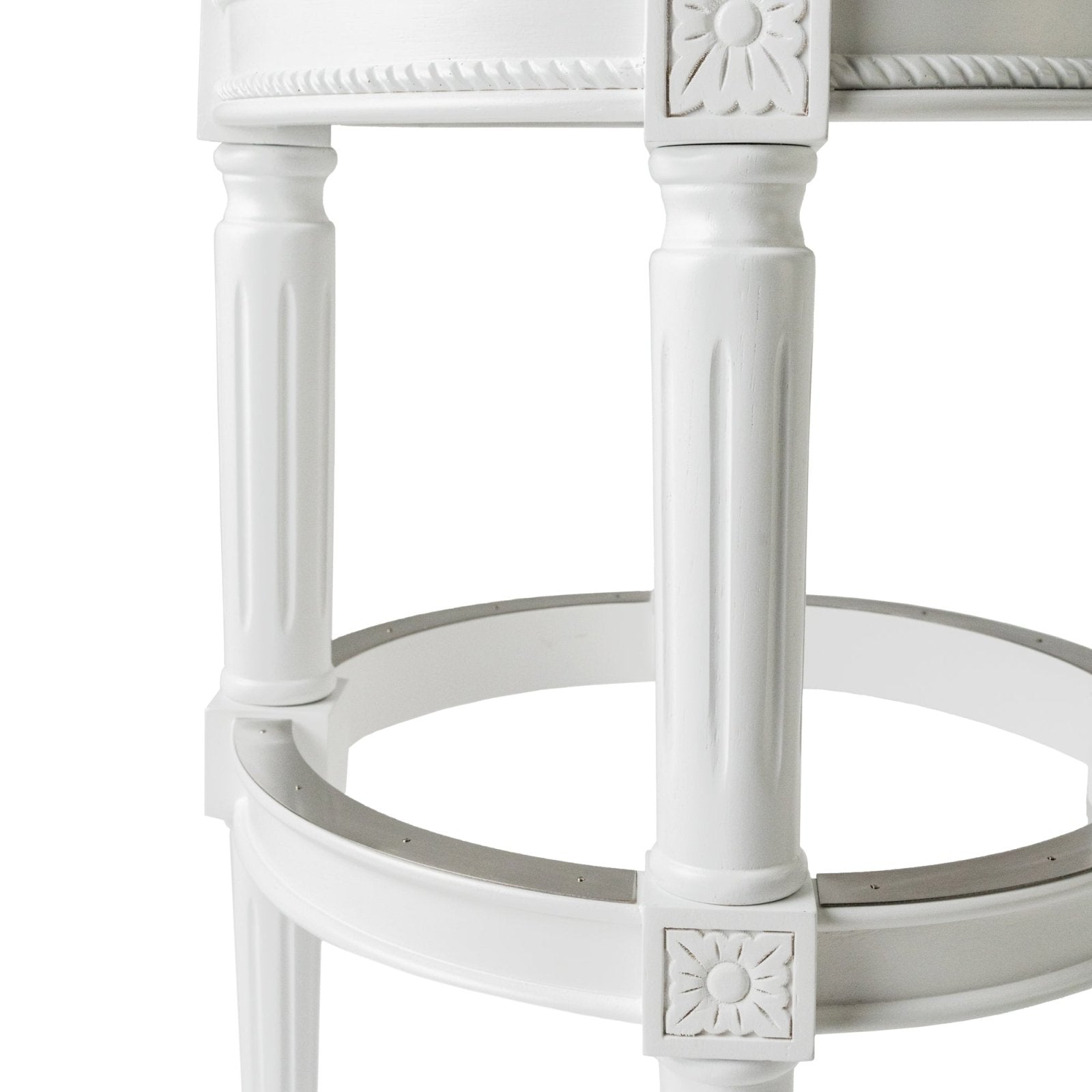 31" Pullman Backless Bar Stool in White Finish with Natural Fabric in Stools by Maven Lane