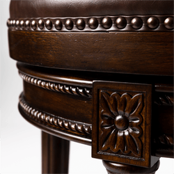 Pullman Bar Stool in Dark Brown Finish with Brown Faux Leather in Stools by Maven Lane