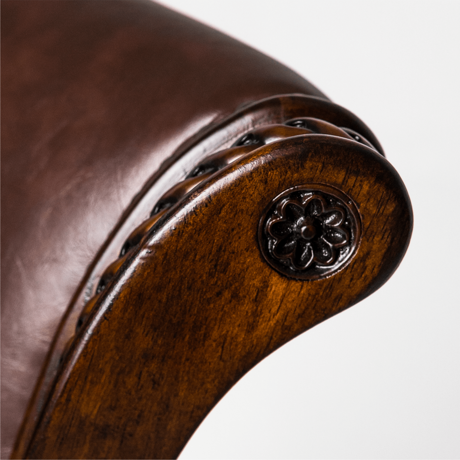 31" Pullman Bar Stool in Dark Walnut Finish with Vintage Brown Vegan Leather in Stools by Maven Lane