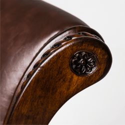 Pullman Bar Stool in Dark Brown Finish with Brown Faux Leather in Stools by Maven Lane