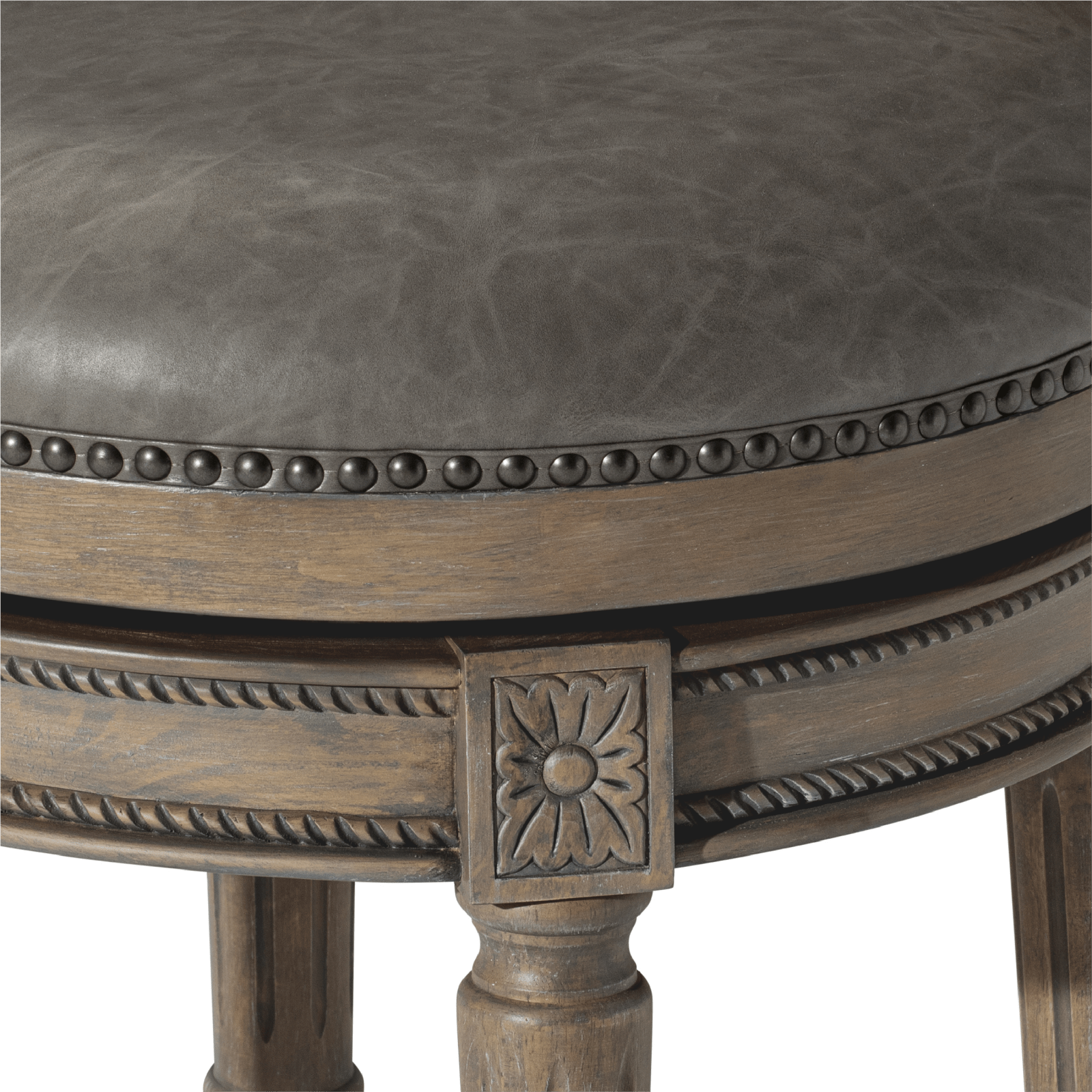 31" Pullman Bar Stool in Reclaimed Oak Finish with Ronan Stone Vegan Leather in Stools by Maven Lane