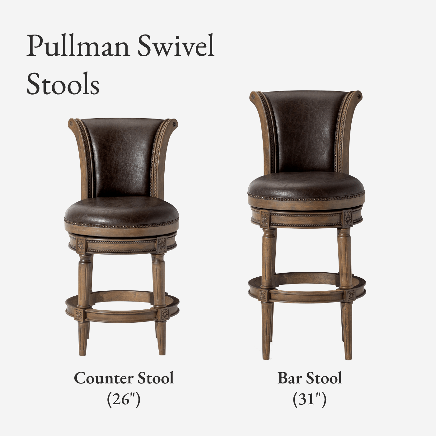 31" Pullman Bar Stool in Brown Finish with Brown Faux Leather (Set of 4) in Stools by Maven Lane