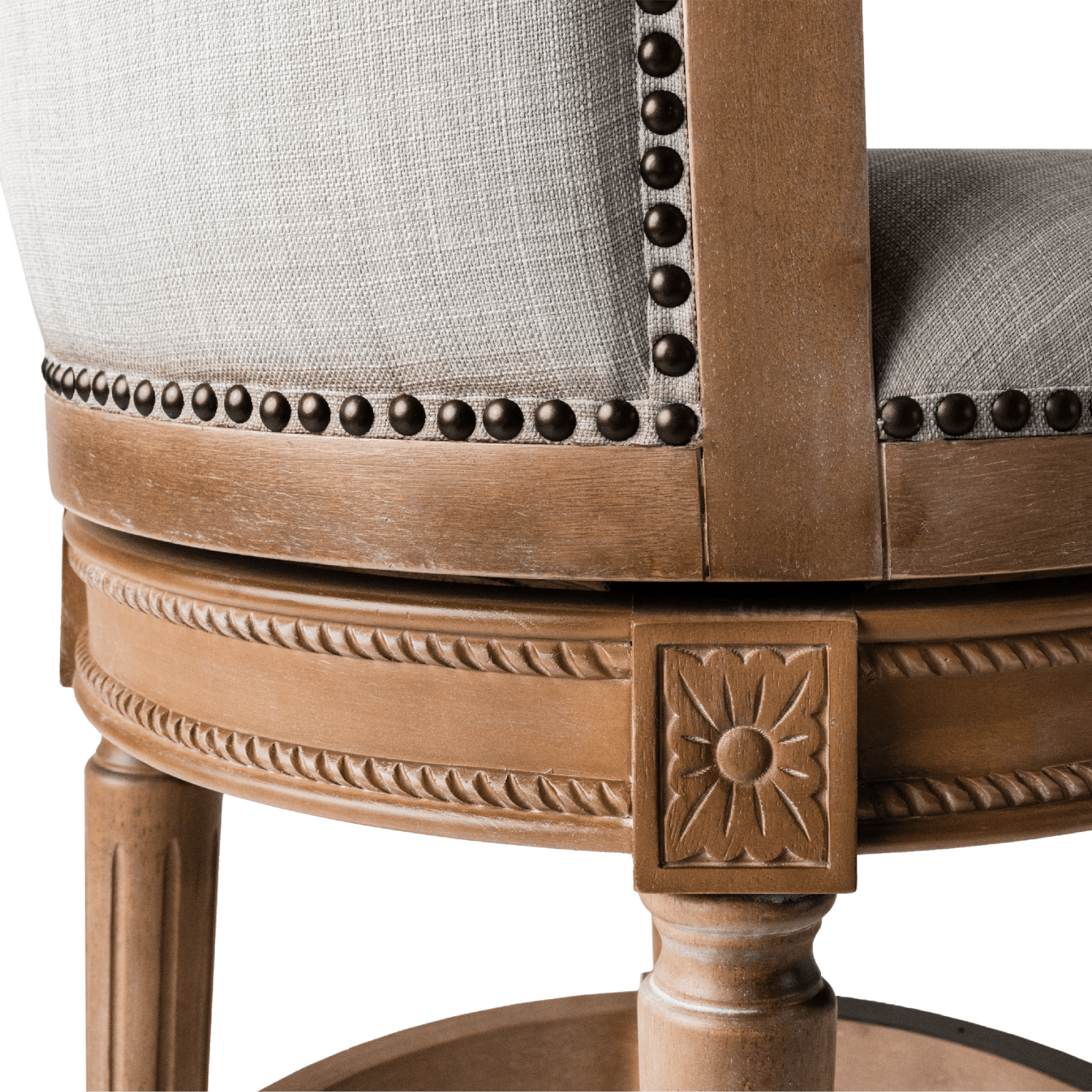 31" Pullman Bar Stool in Weathered Oak Finish with Sand Color Fabric Upholstery in Stools by Maven Lane
