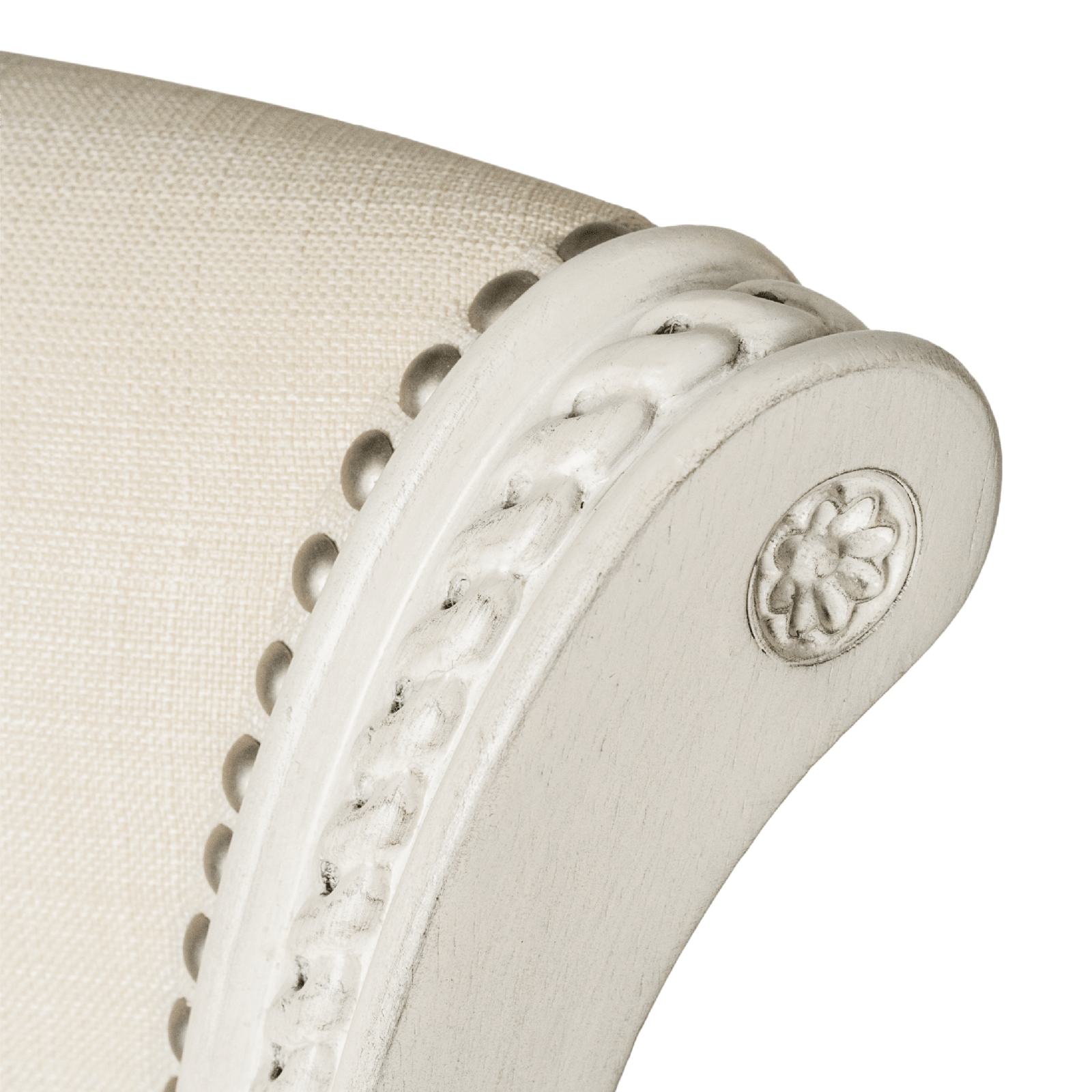 31" Pullman Bar Stool in Cream Finish with Natural Fabric (Set of 4) in Stools by Maven Lane