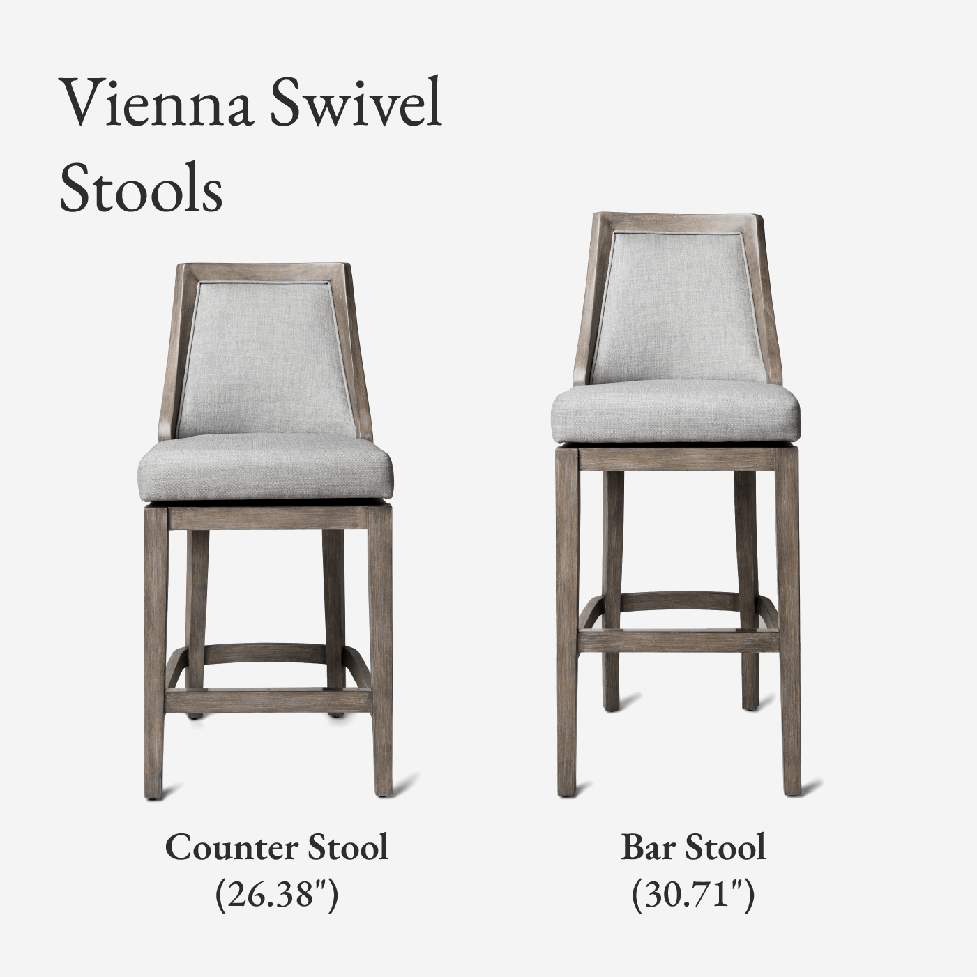 Vienna Swivel Bar Stool in Grey Finish with Grey Fabric in Stools by Maven Lane