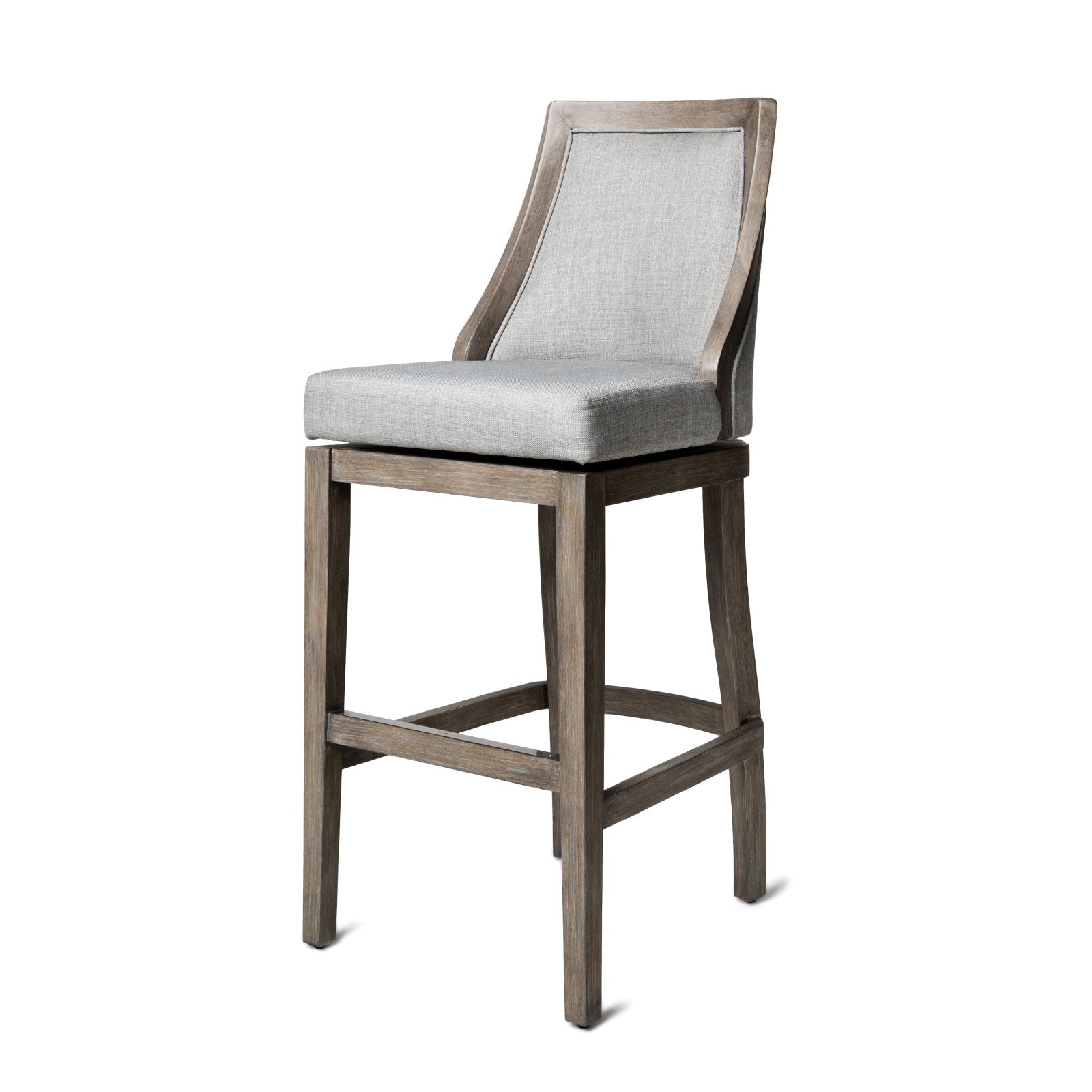 Vienna Swivel Bar Stool in Grey Finish with Grey Fabric in Stools by Maven Lane