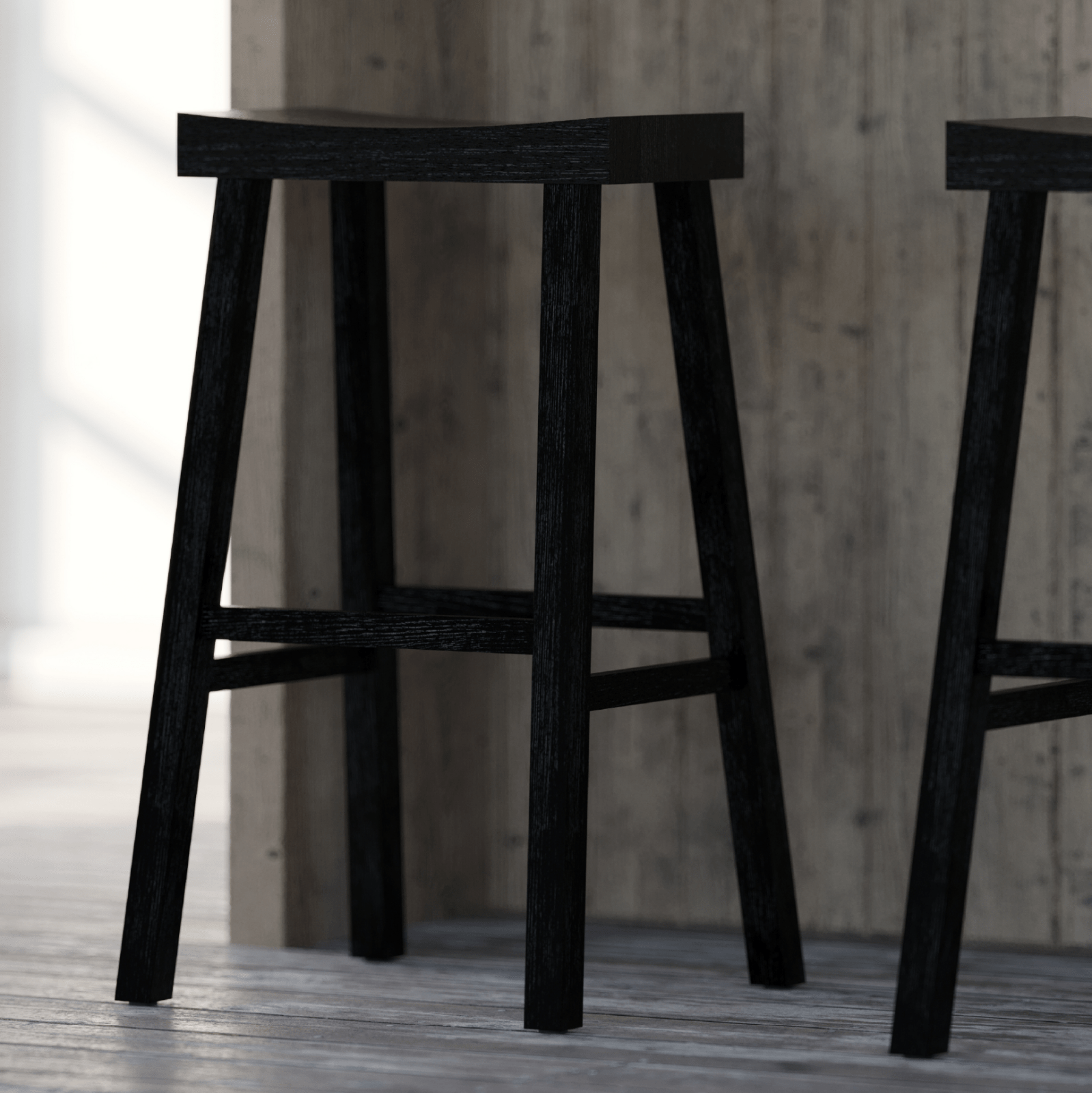 31" Vincent Barstool in Antiqued Black Finish in Stools by Maven Lane