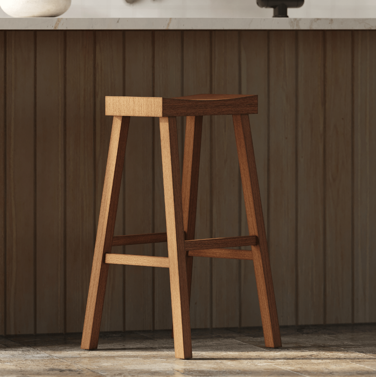 31" Vincent Barstool in Antiqued Natural Finish in Stools by Maven Lane