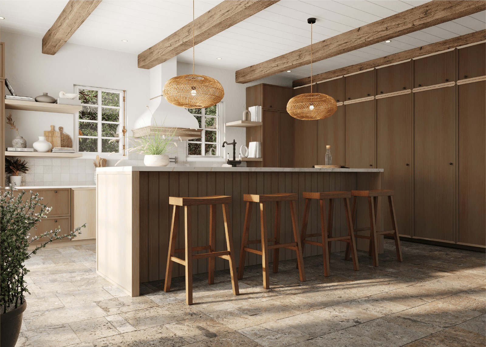 31" Vincent Barstool in Antiqued Natural Finish in Stools by Maven Lane